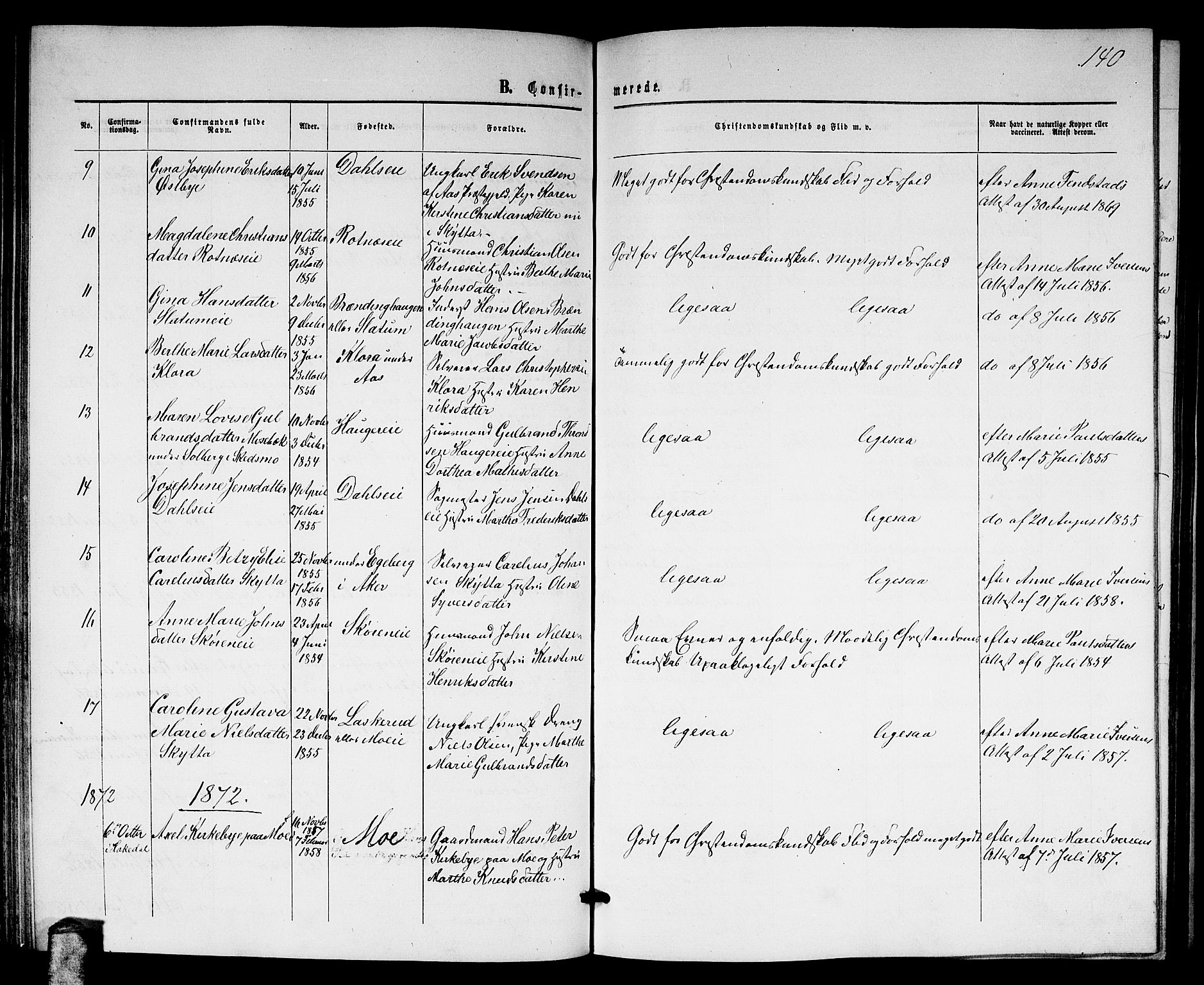 Nittedal prestekontor Kirkebøker, AV/SAO-A-10365a/G/Ga/L0001: Klokkerbok nr. I 1, 1859-1878, s. 140