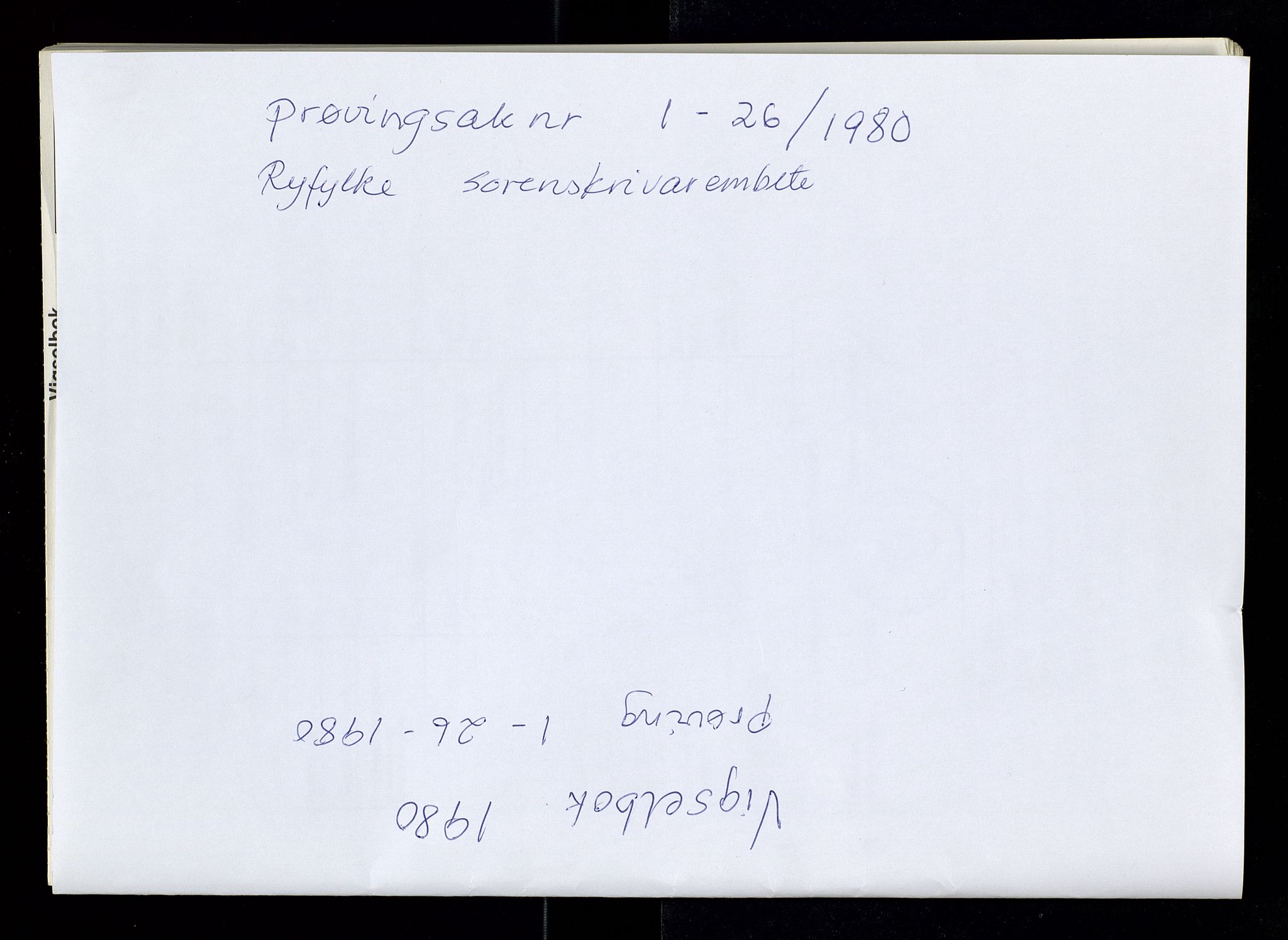 Ryfylke tingrett, SAST/A-100055/003/I/Id/L0002: Lysningssak 1-8/1970, Vigselbok sak 1 - 26/1980, 1970-1980