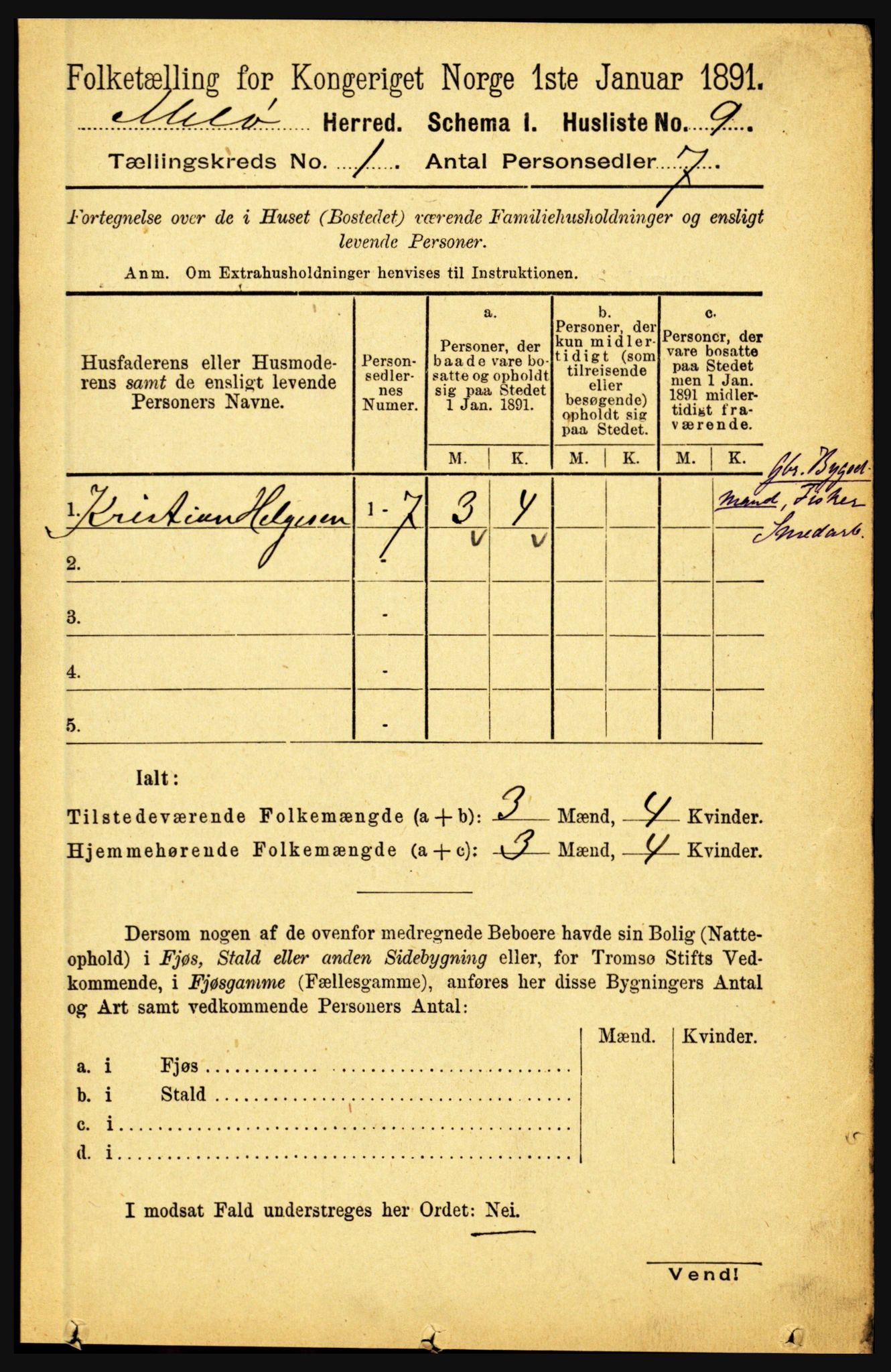 RA, Folketelling 1891 for 1837 Meløy herred, 1891, s. 33