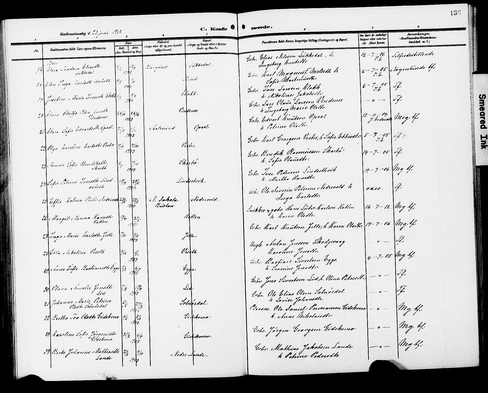 Ministerialprotokoller, klokkerbøker og fødselsregistre - Møre og Romsdal, SAT/A-1454/522/L0328: Klokkerbok nr. 522C07, 1909-1925, s. 136