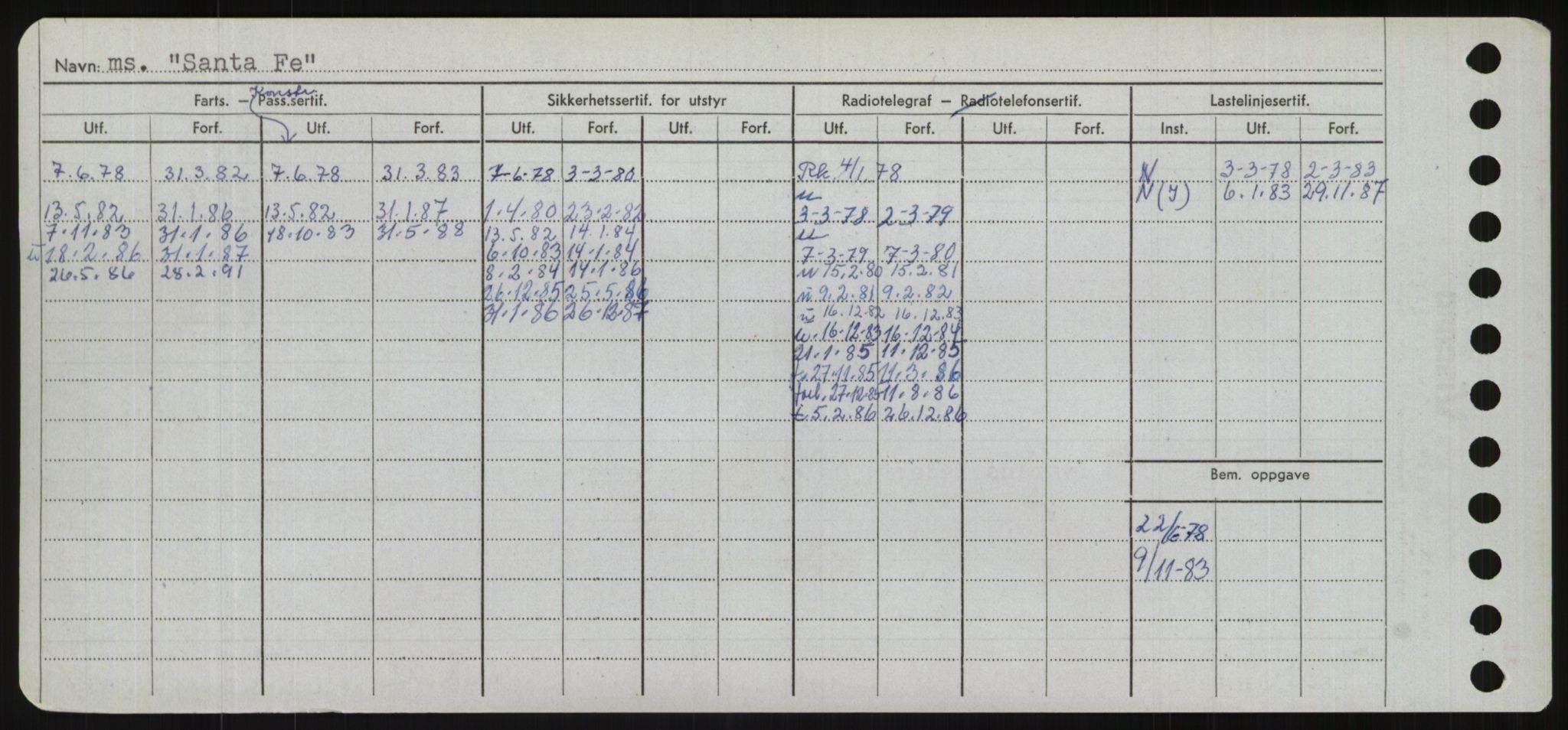 Sjøfartsdirektoratet med forløpere, Skipsmålingen, RA/S-1627/H/Hd/L0032: Fartøy, San-Seve, s. 152