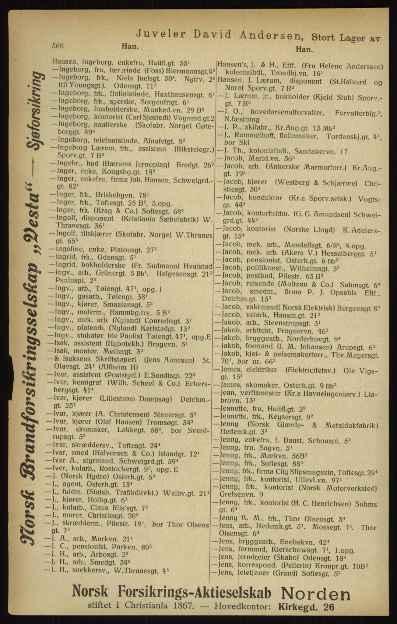 Kristiania/Oslo adressebok, PUBL/-, 1916, s. 560