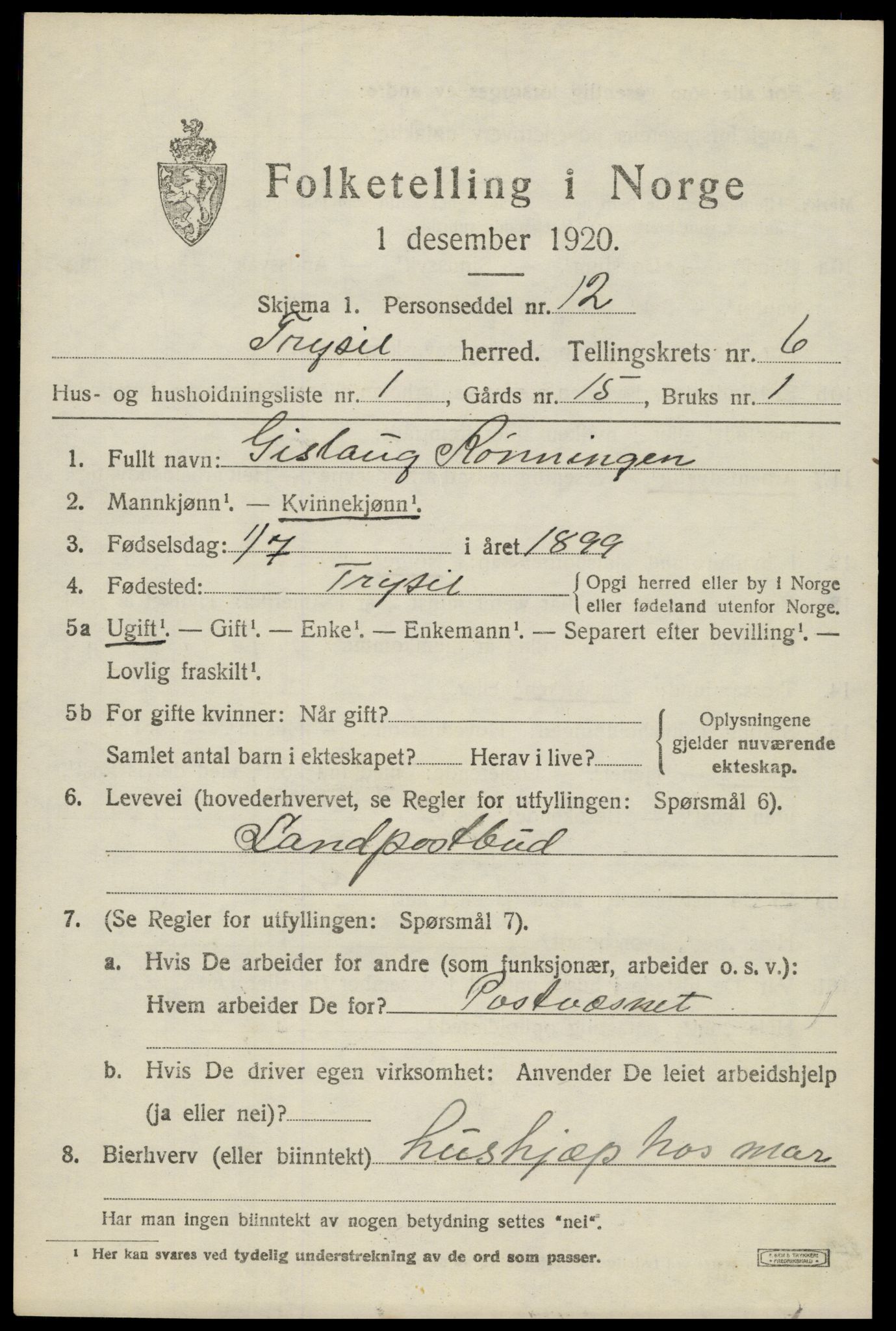SAH, Folketelling 1920 for 0428 Trysil herred, 1920, s. 4551