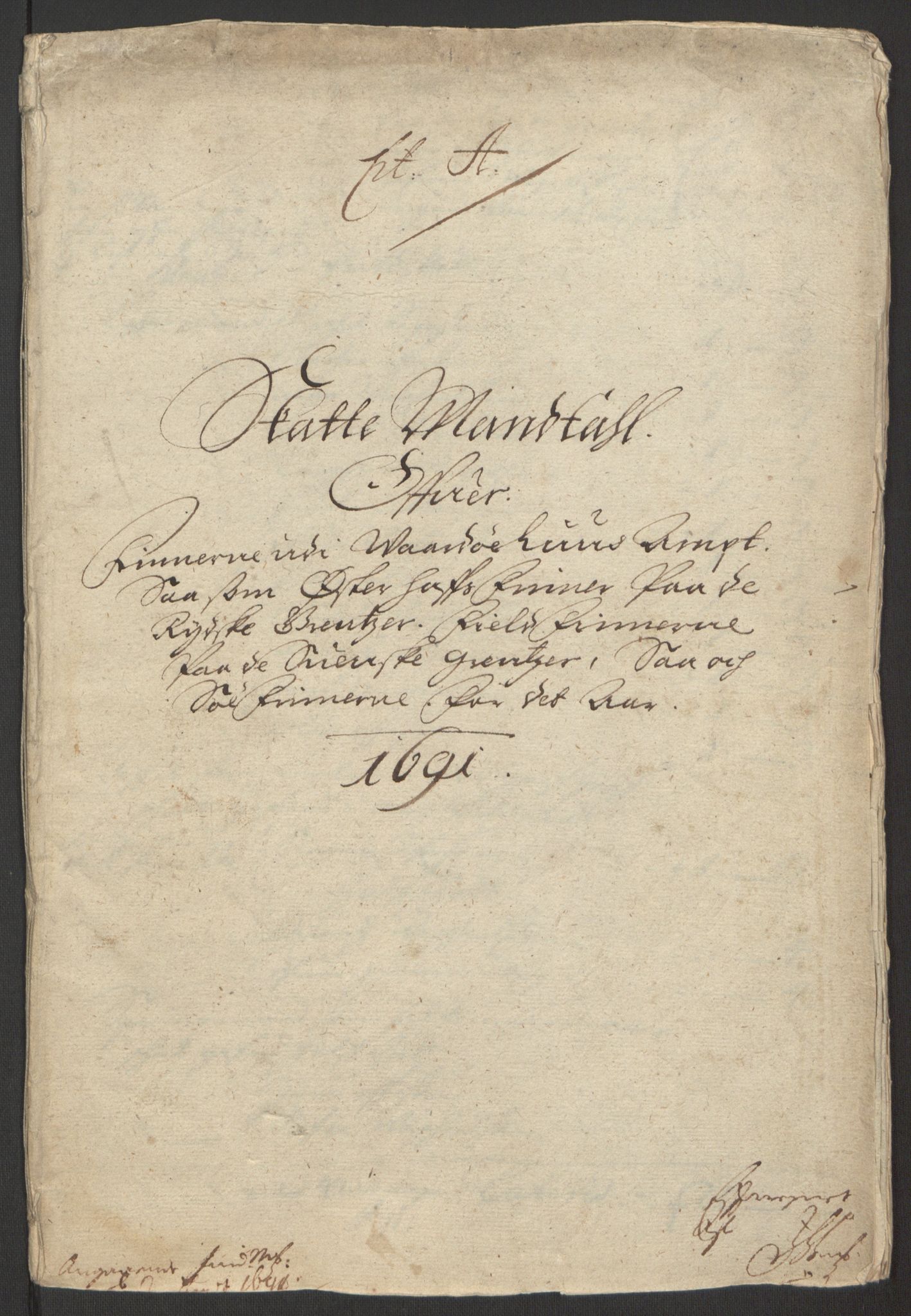 Rentekammeret inntil 1814, Reviderte regnskaper, Fogderegnskap, AV/RA-EA-4092/R69/L4851: Fogderegnskap Finnmark/Vardøhus, 1691-1700, s. 7