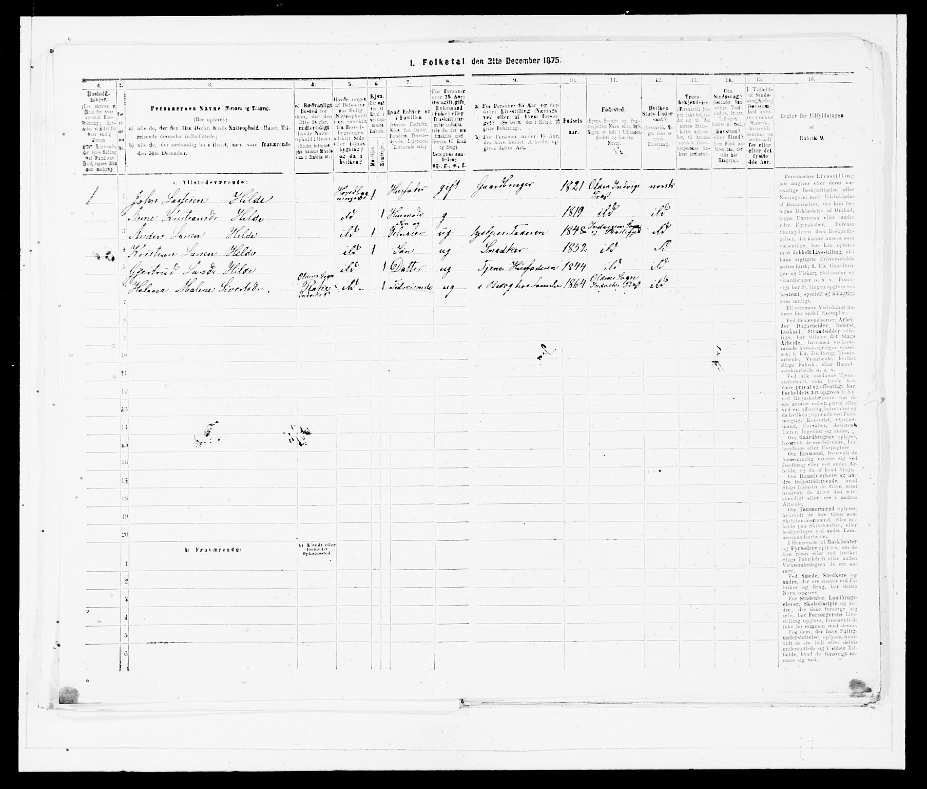 SAB, Folketelling 1875 for 1447P Innvik prestegjeld, 1875, s. 38