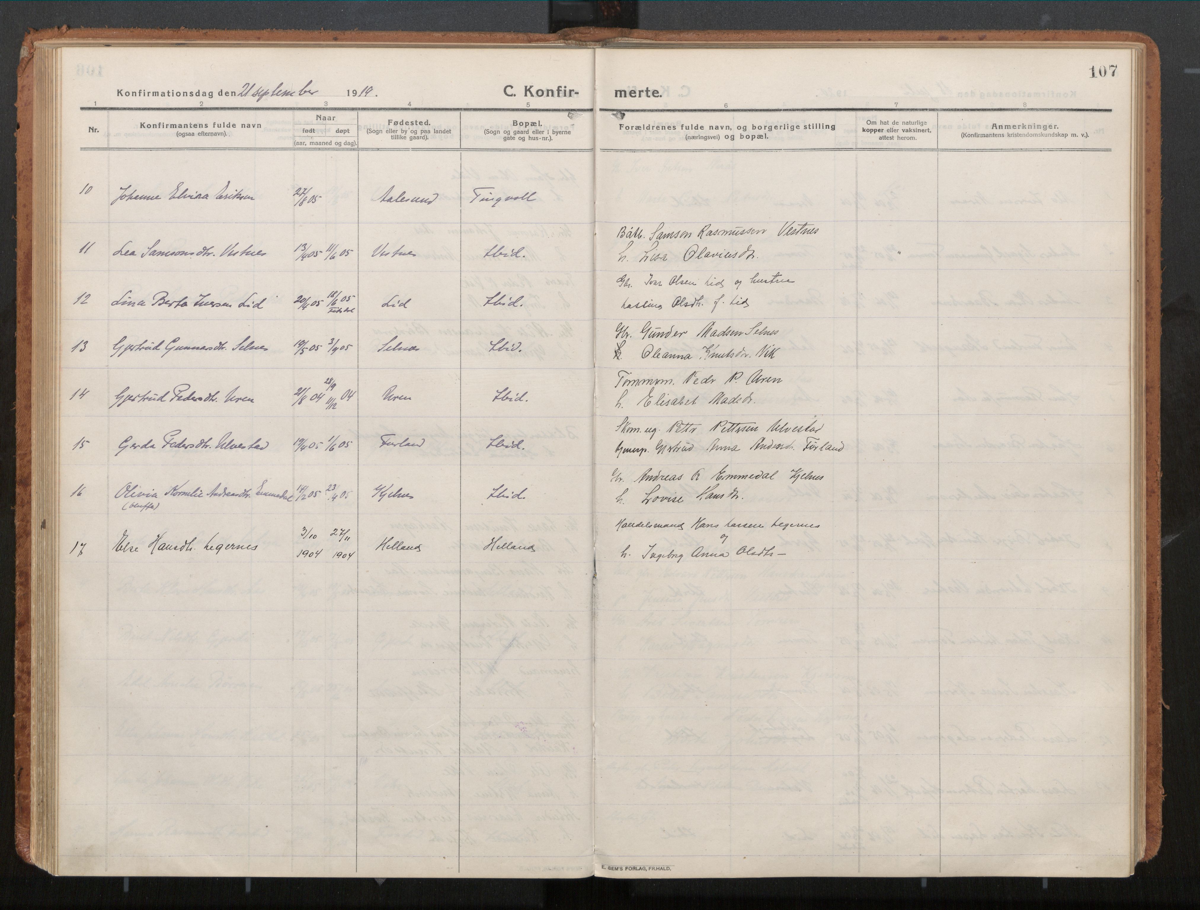 Ministerialprotokoller, klokkerbøker og fødselsregistre - Møre og Romsdal, SAT/A-1454/539/L0534a: Ministerialbok nr. 539A08, 1912-1935, s. 107