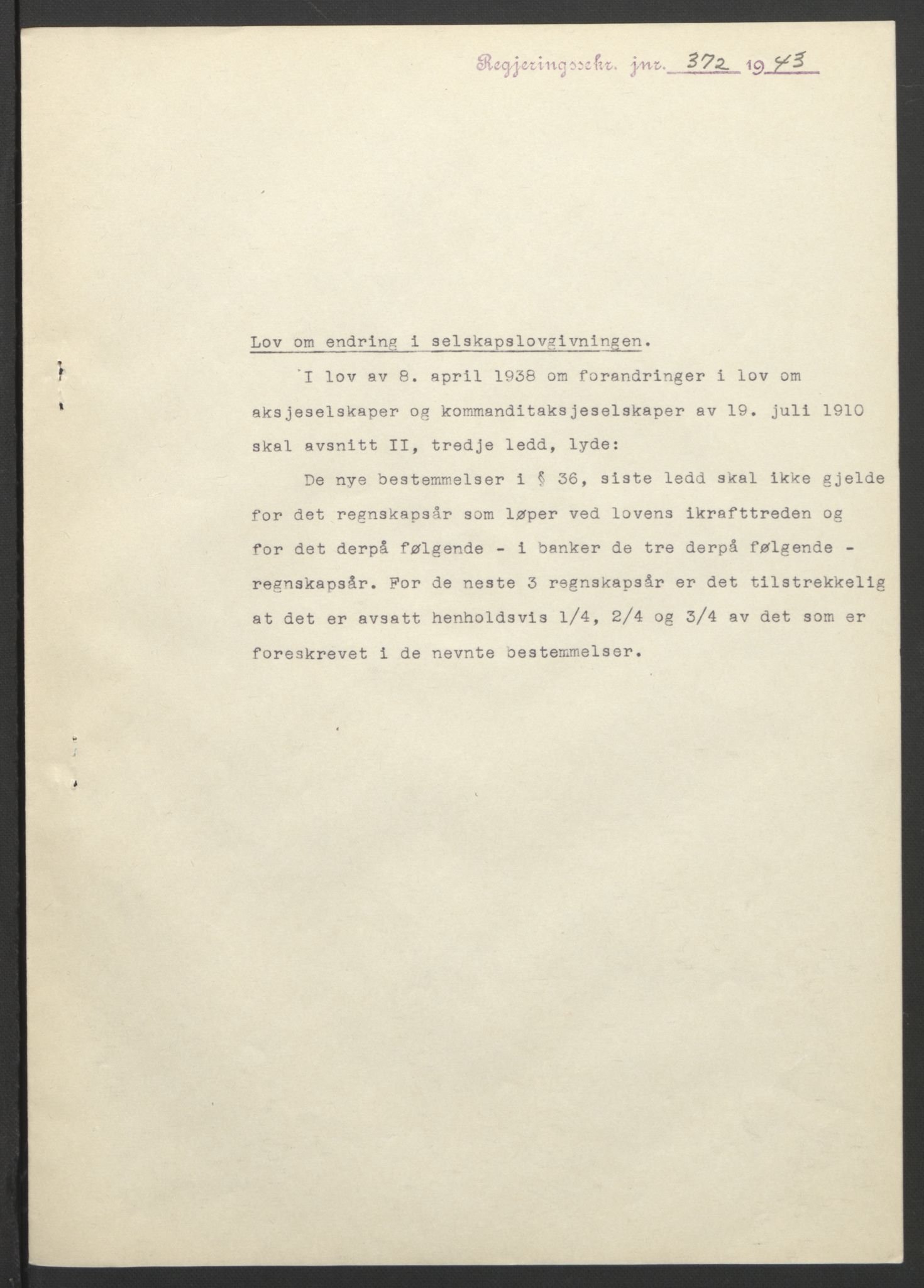 NS-administrasjonen 1940-1945 (Statsrådsekretariatet, de kommisariske statsråder mm), RA/S-4279/D/Db/L0099: Lover, 1943, s. 737