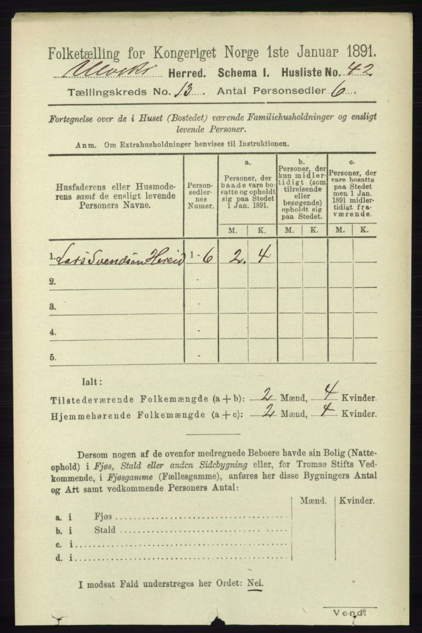 RA, Folketelling 1891 for 1233 Ulvik herred, 1891, s. 3869