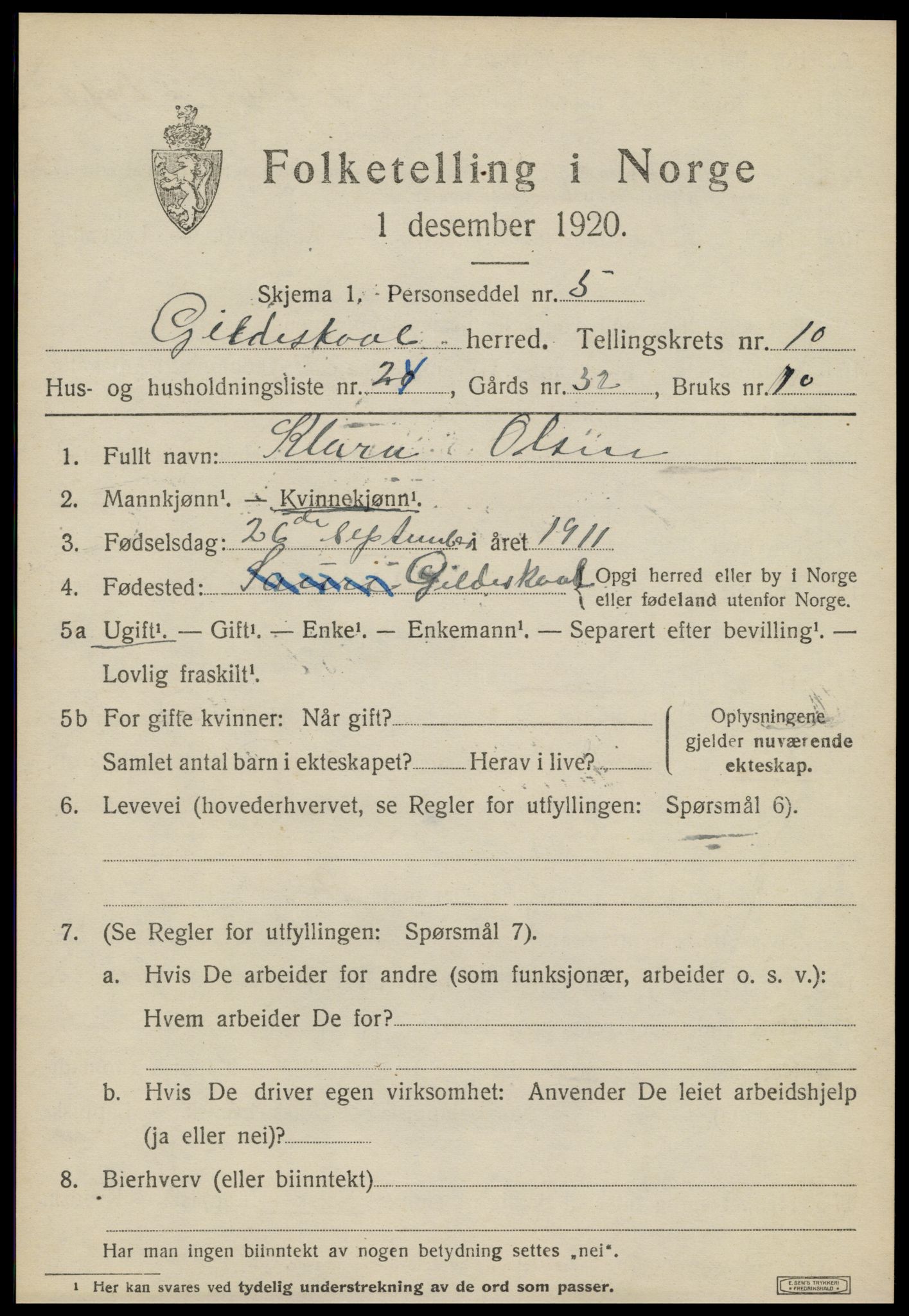 SAT, Folketelling 1920 for 1838 Gildeskål herred, 1920, s. 6390