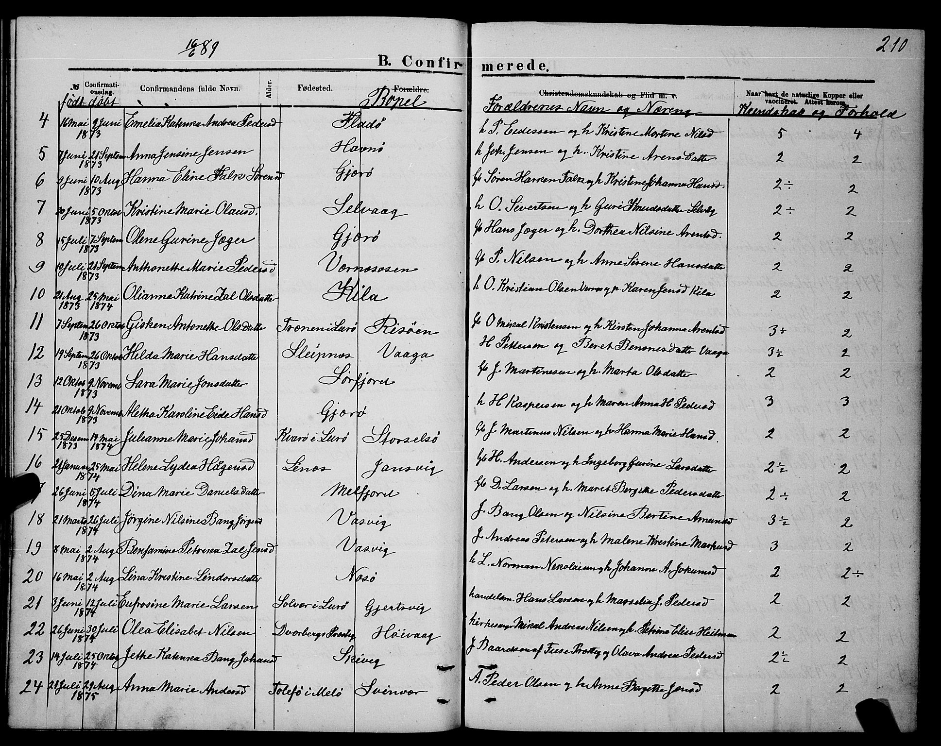 Ministerialprotokoller, klokkerbøker og fødselsregistre - Nordland, AV/SAT-A-1459/841/L0620: Klokkerbok nr. 841C04, 1877-1896, s. 210