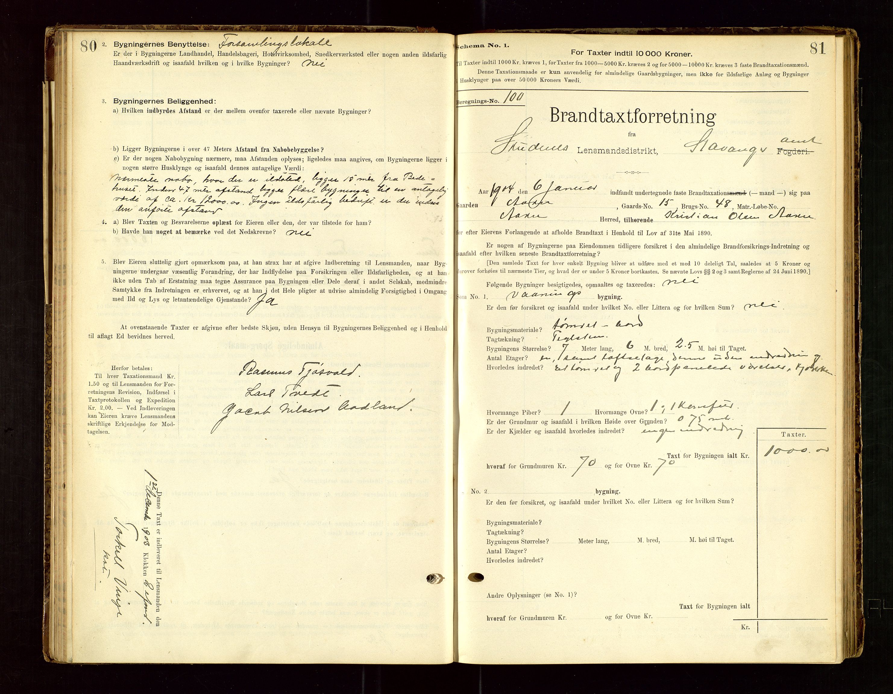 Skudenes lensmannskontor, SAST/A-100444/Gob/L0001: "Brandtaxationsprotokoll", 1895-1924, s. 80-81