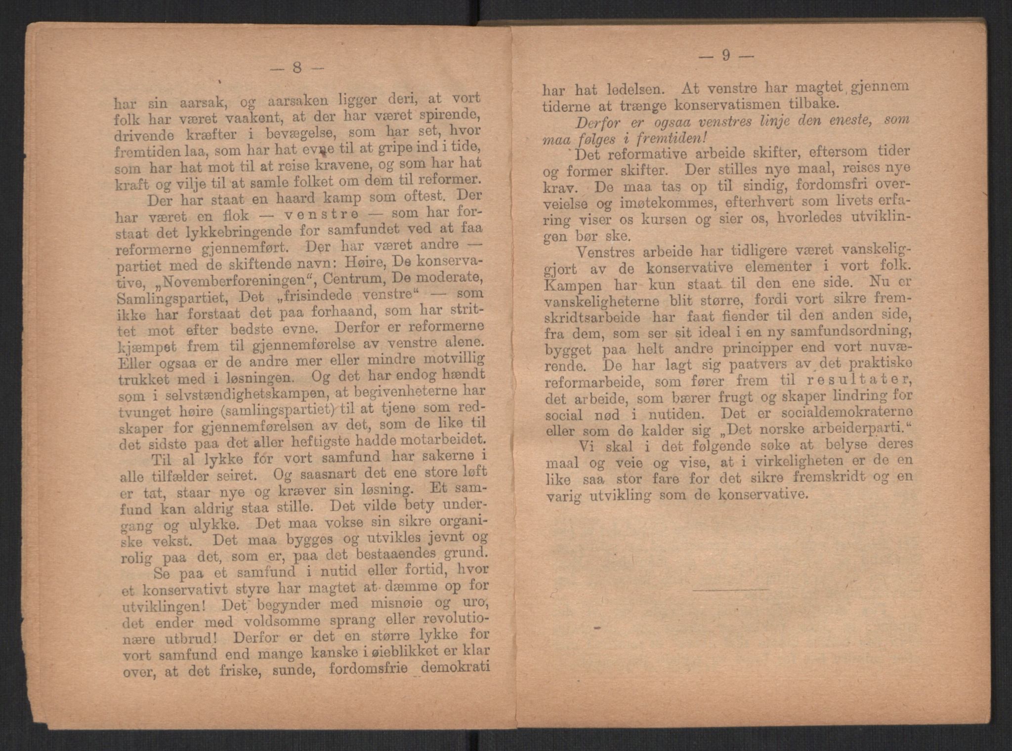 Venstres Hovedorganisasjon, RA/PA-0876/X/L0001: De eldste skrifter, 1860-1936, s. 868