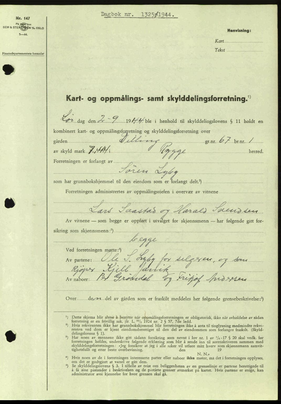 Moss sorenskriveri, SAO/A-10168: Pantebok nr. A12, 1943-1944, Dagboknr: 1325/1944