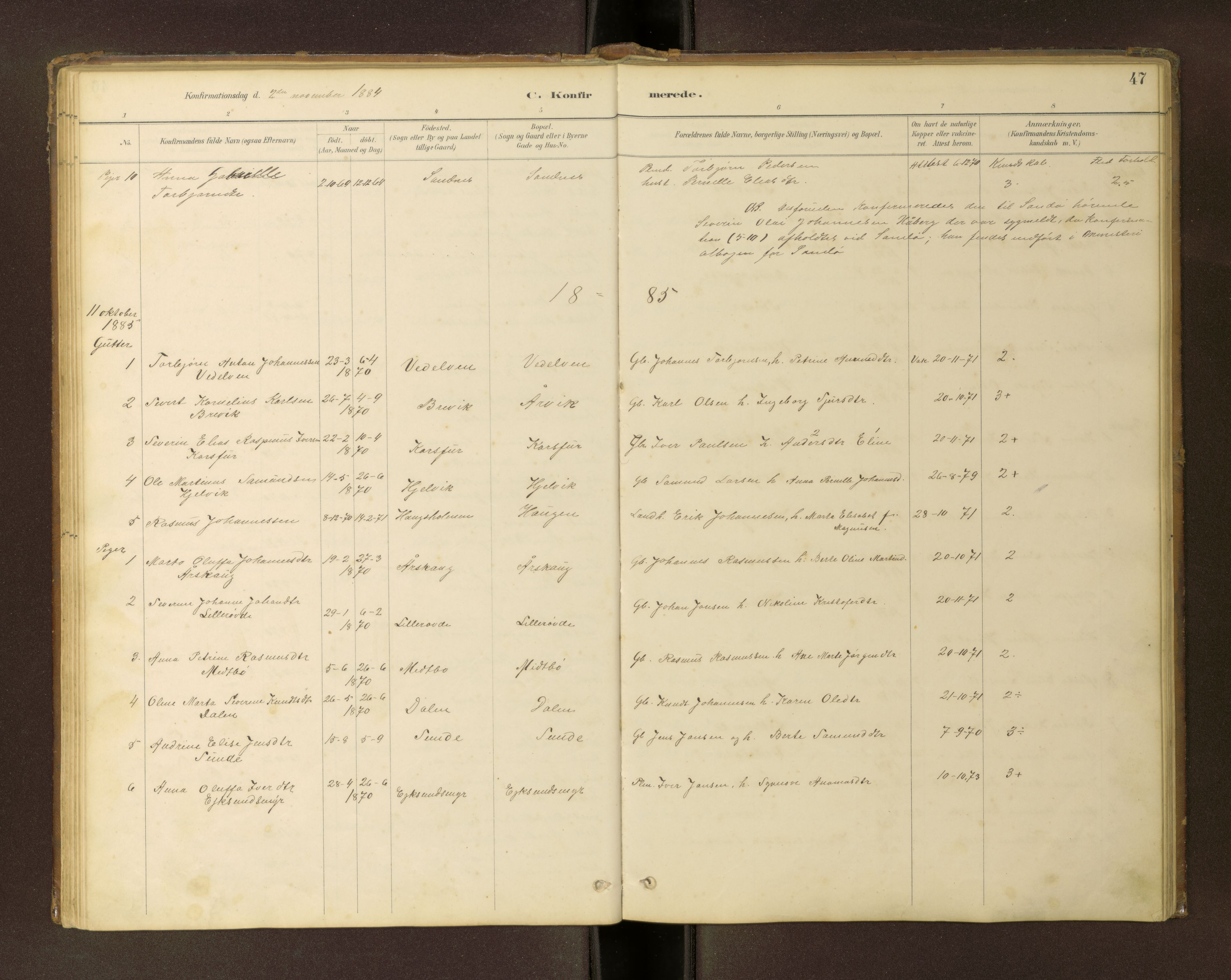 Ministerialprotokoller, klokkerbøker og fødselsregistre - Møre og Romsdal, AV/SAT-A-1454/504/L0060: Klokkerbok nr. 504C02, 1884-1903, s. 47