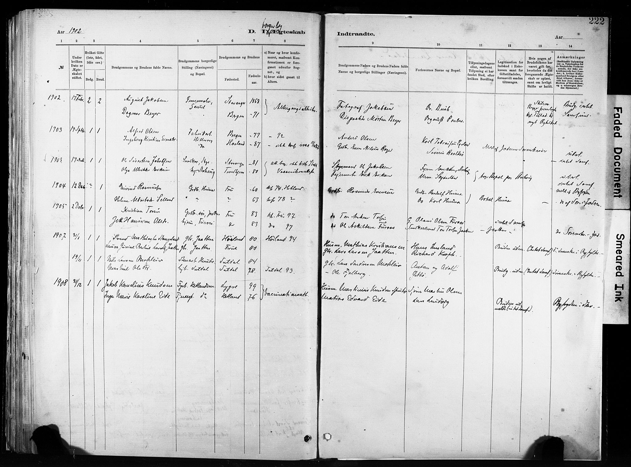 Hetland sokneprestkontor, AV/SAST-A-101826/30/30BA/L0011: Ministerialbok nr. A 11, 1884-1911, s. 222