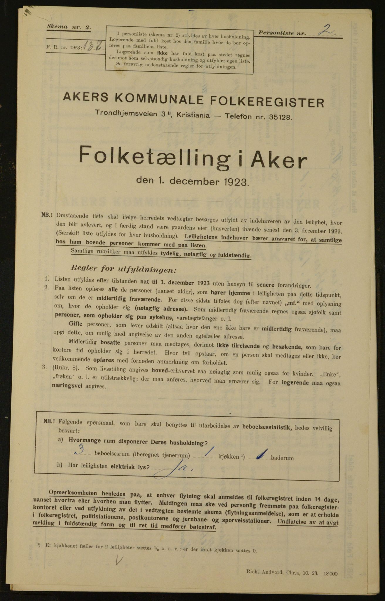 , Kommunal folketelling 1.12.1923 for Aker, 1923, s. 784