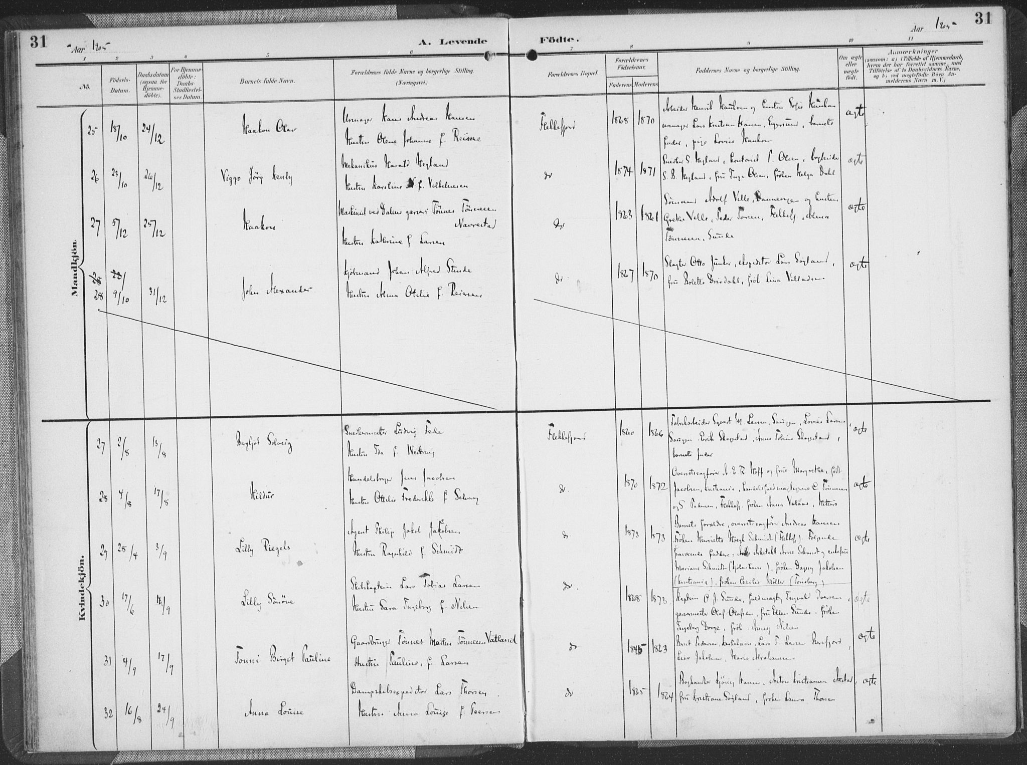 Flekkefjord sokneprestkontor, AV/SAK-1111-0012/F/Fa/Faa/L0002: Ministerialbok nr. A 2, 1900-1912, s. 31
