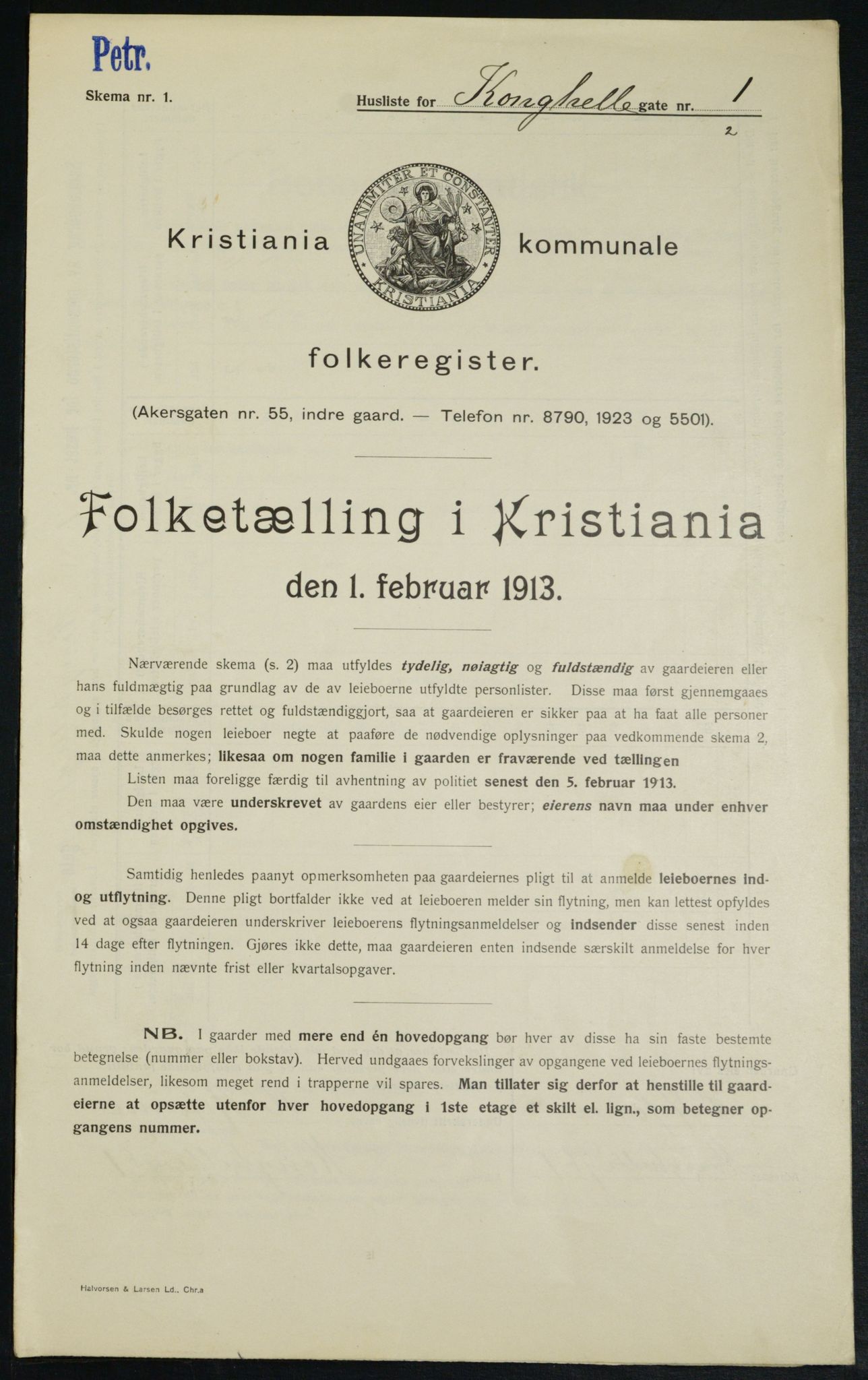 OBA, Kommunal folketelling 1.2.1913 for Kristiania, 1913, s. 52377