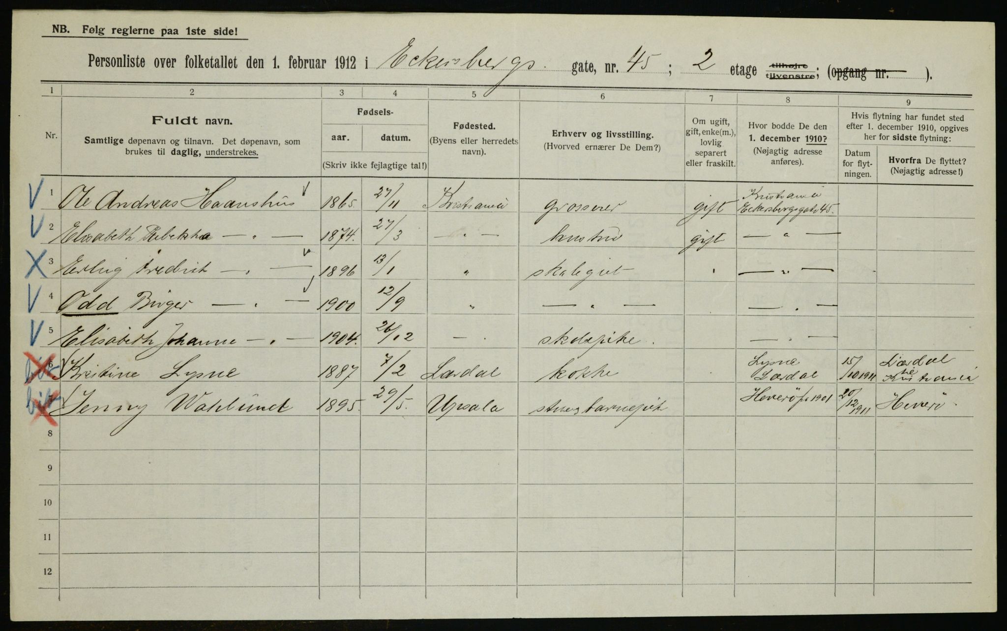 OBA, Kommunal folketelling 1.2.1912 for Kristiania, 1912, s. 18618