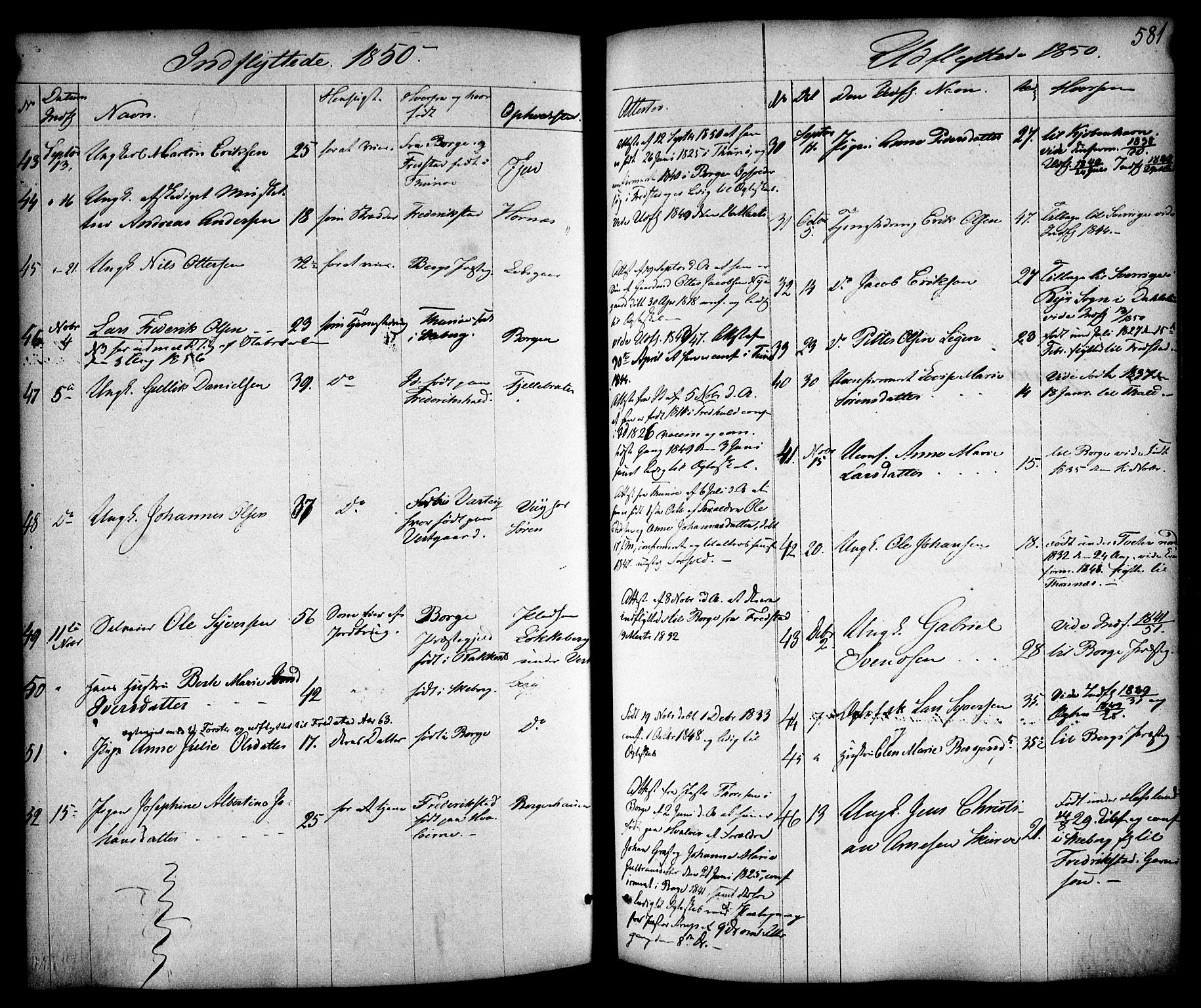 Skjeberg prestekontor Kirkebøker, AV/SAO-A-10923/F/Fa/L0006: Ministerialbok nr. I 6, 1846-1858, s. 581