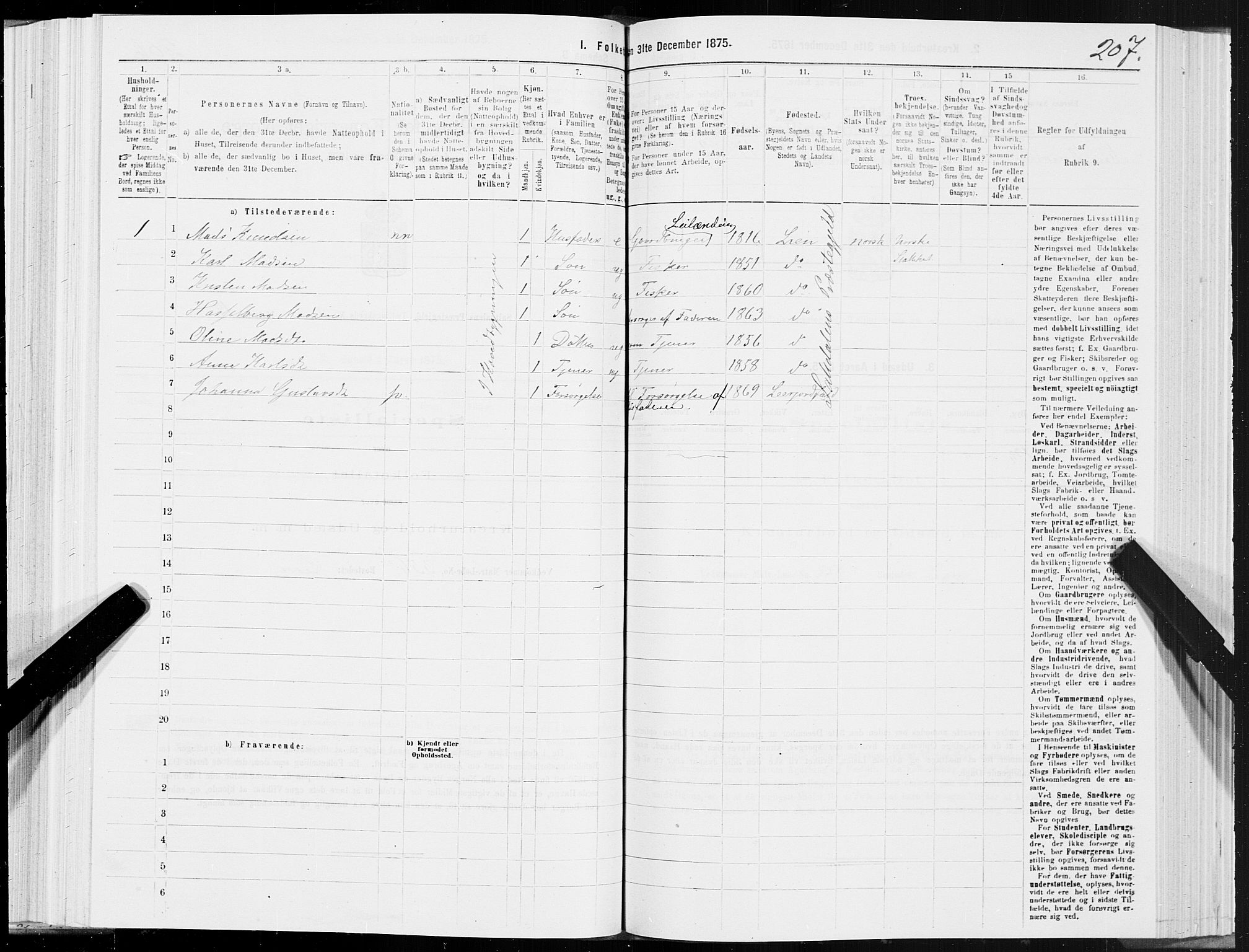 SAT, Folketelling 1875 for 1840P Saltdal prestegjeld, 1875, s. 1207