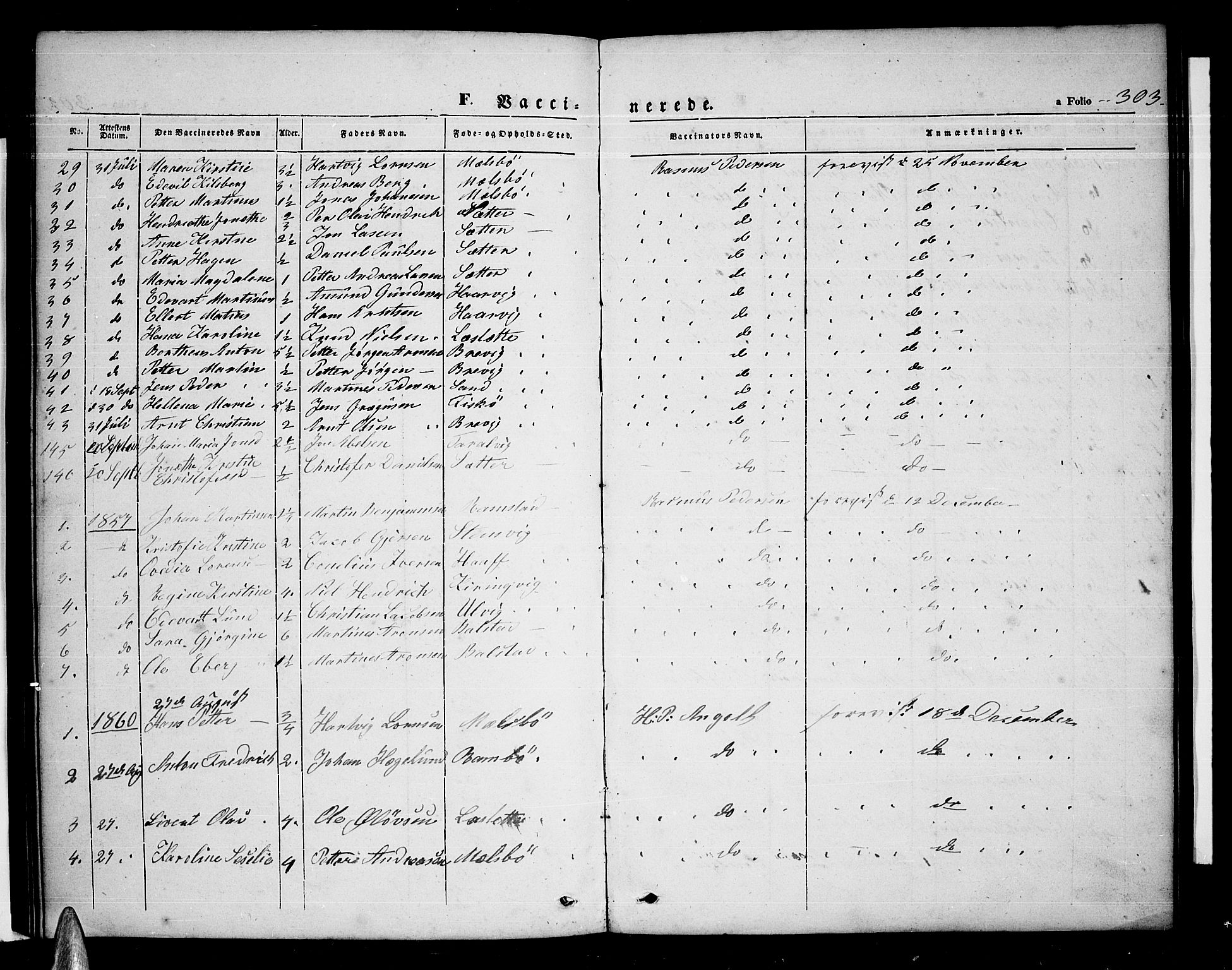 Ministerialprotokoller, klokkerbøker og fødselsregistre - Nordland, AV/SAT-A-1459/865/L0929: Klokkerbok nr. 865C01, 1840-1866, s. 303