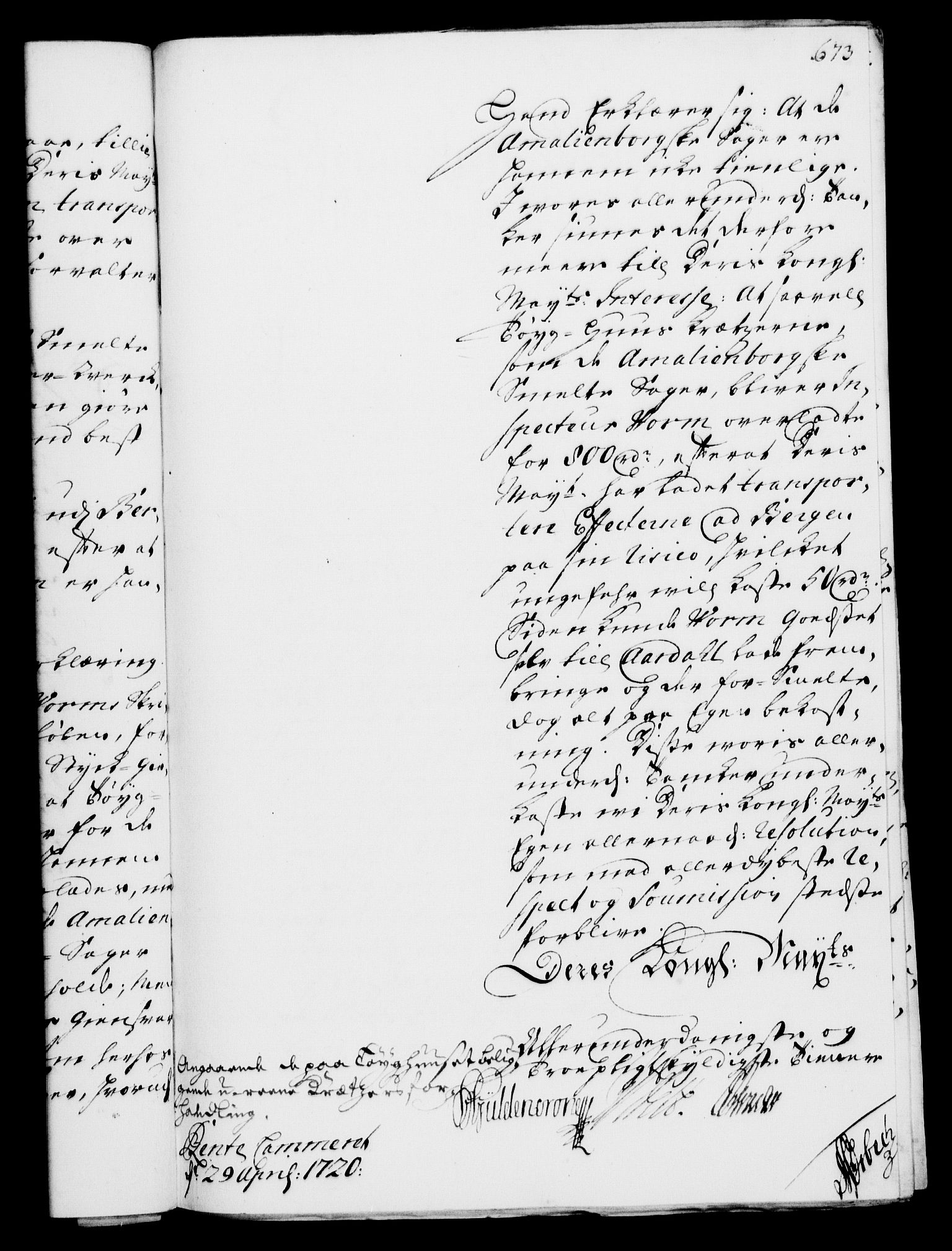 Rentekammeret, Kammerkanselliet, RA/EA-3111/G/Gf/Gfa/L0002: Norsk relasjons- og resolusjonsprotokoll (merket RK 52.2), 1720, s. 654