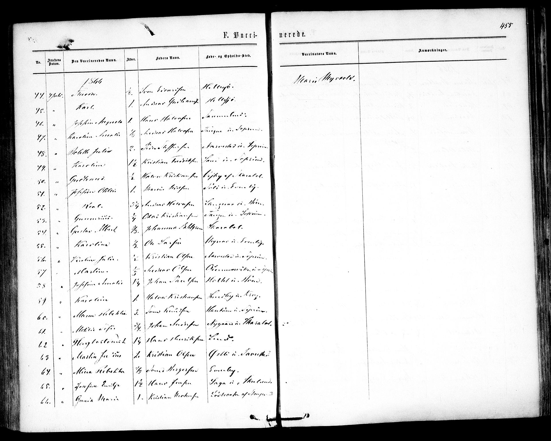Høland prestekontor Kirkebøker, SAO/A-10346a/F/Fa/L0011: Ministerialbok nr. I 11, 1862-1869, s. 455