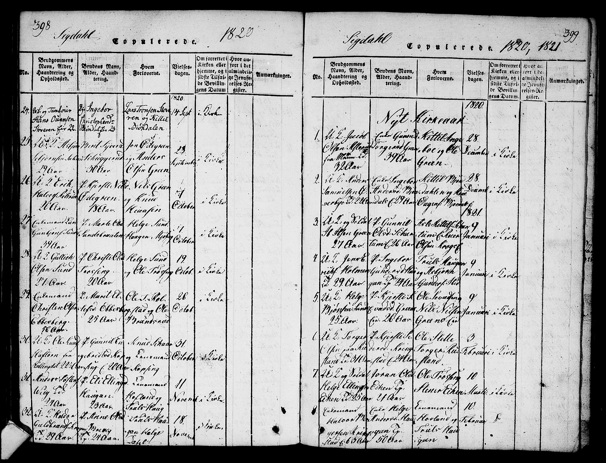 Sigdal kirkebøker, AV/SAKO-A-245/G/Ga/L0001: Klokkerbok nr. I 1 /1, 1816-1835, s. 398-399