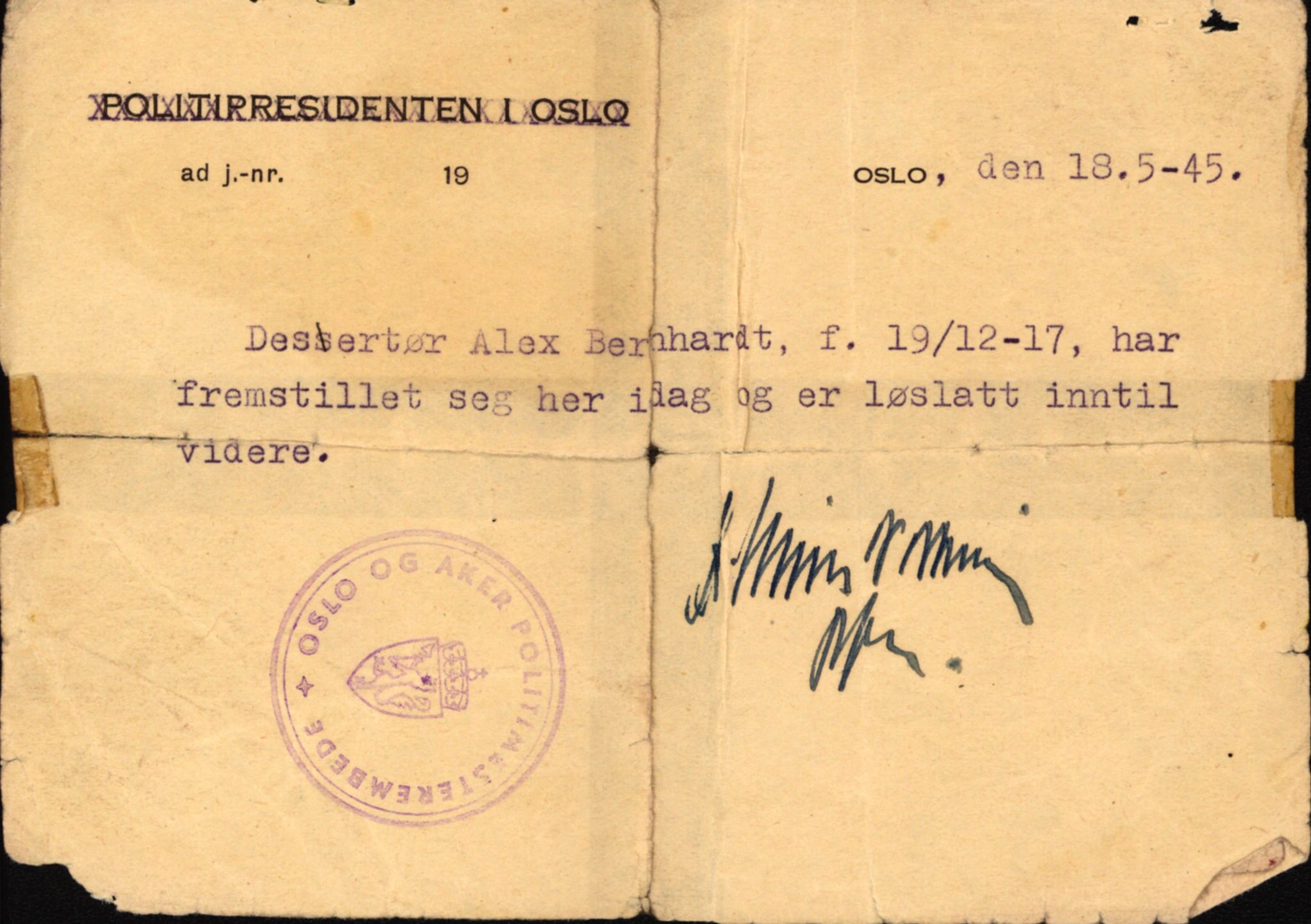 Forsvaret, Forsvarets overkommando II, RA/RAFA-3915/D/Db/L0002: CI Questionaires. Tyske okkupasjonsstyrker i Norge. Tyskere., 1945-1946, s. 594
