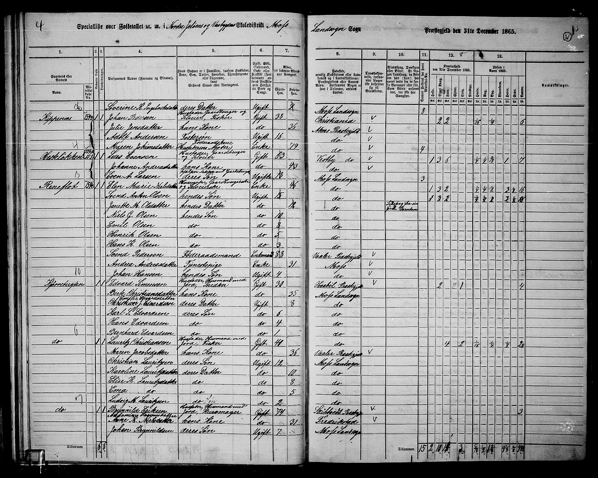 RA, Folketelling 1865 for 0194L Moss prestegjeld, Moss landsokn, 1865, s. 29