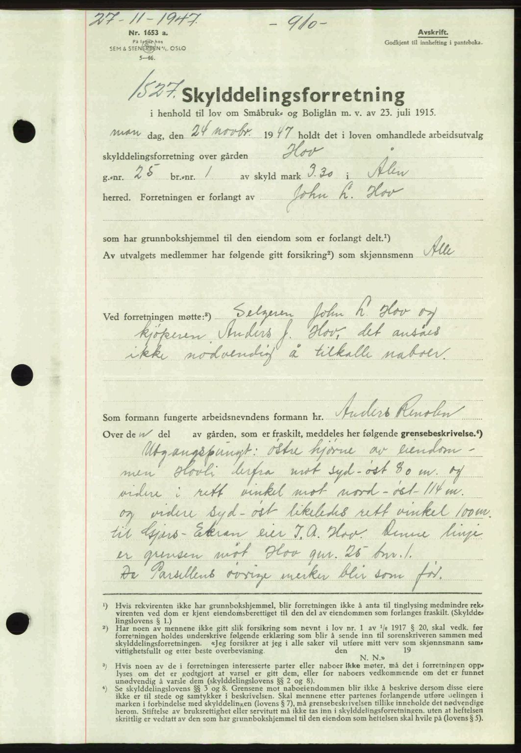 Gauldal sorenskriveri, SAT/A-0014/1/2/2C: Pantebok nr. A5, 1947-1948, Dagboknr: 1527/1947