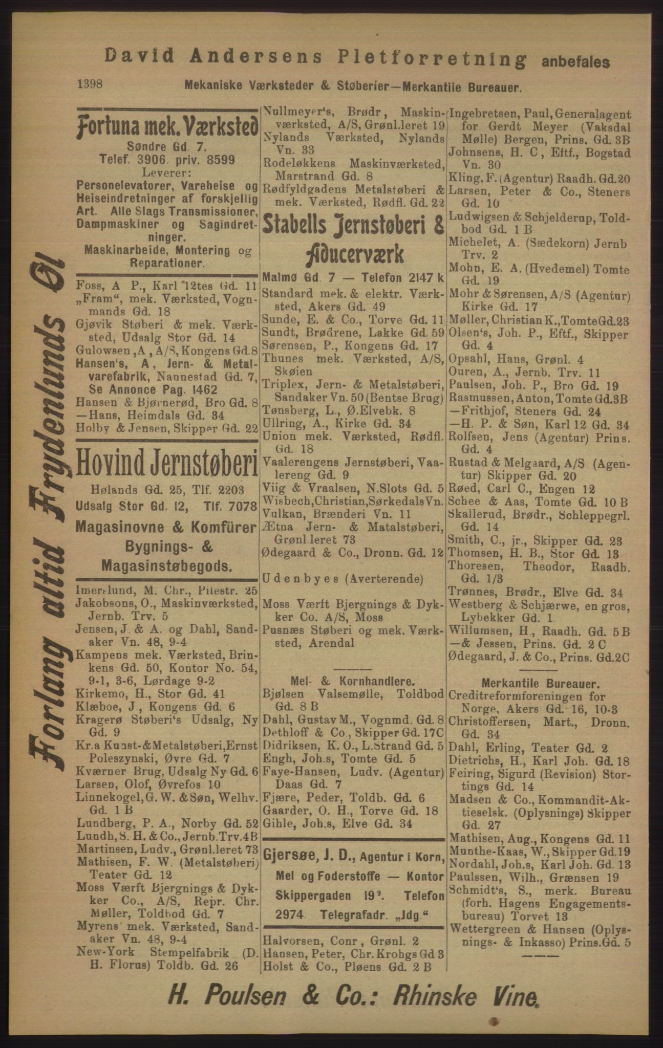 Kristiania/Oslo adressebok, PUBL/-, 1905, s. 1398