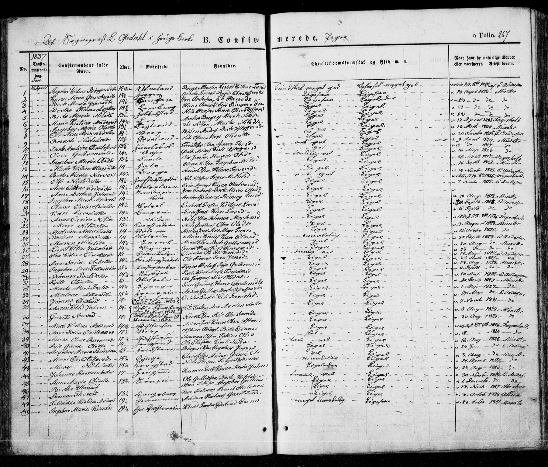 Eiker kirkebøker, AV/SAKO-A-4/G/Ga/L0002: Klokkerbok nr. I 2, 1832-1856, s. 267