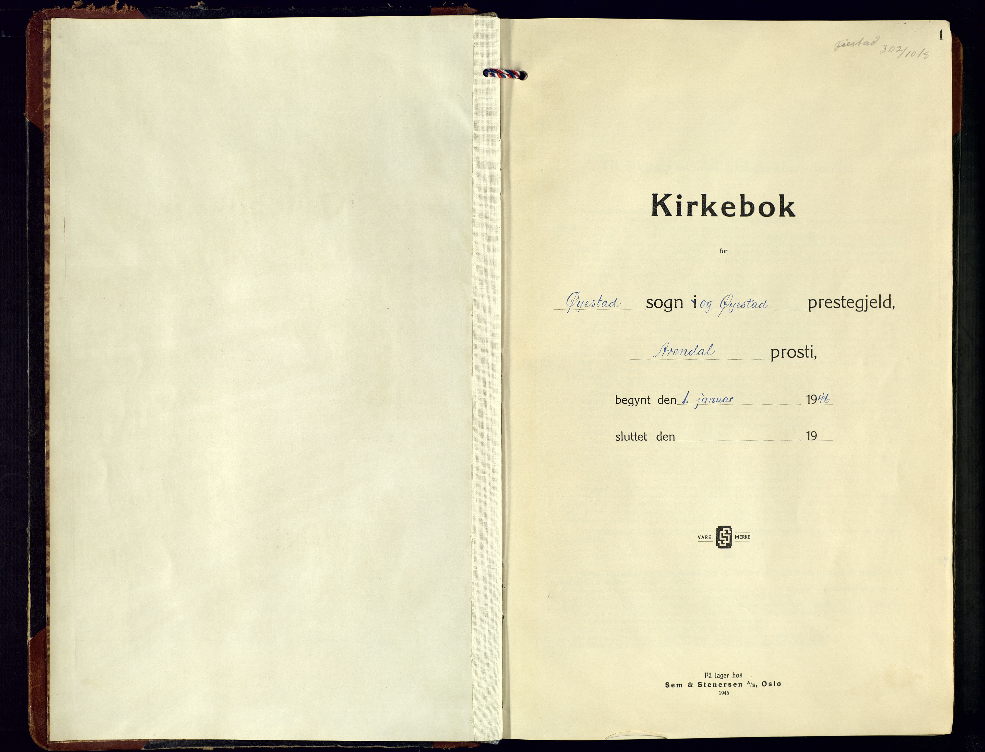 Øyestad sokneprestkontor, SAK/1111-0049/F/Fb/L0014: Klokkerbok nr. B-14, 1946-1966, s. 1