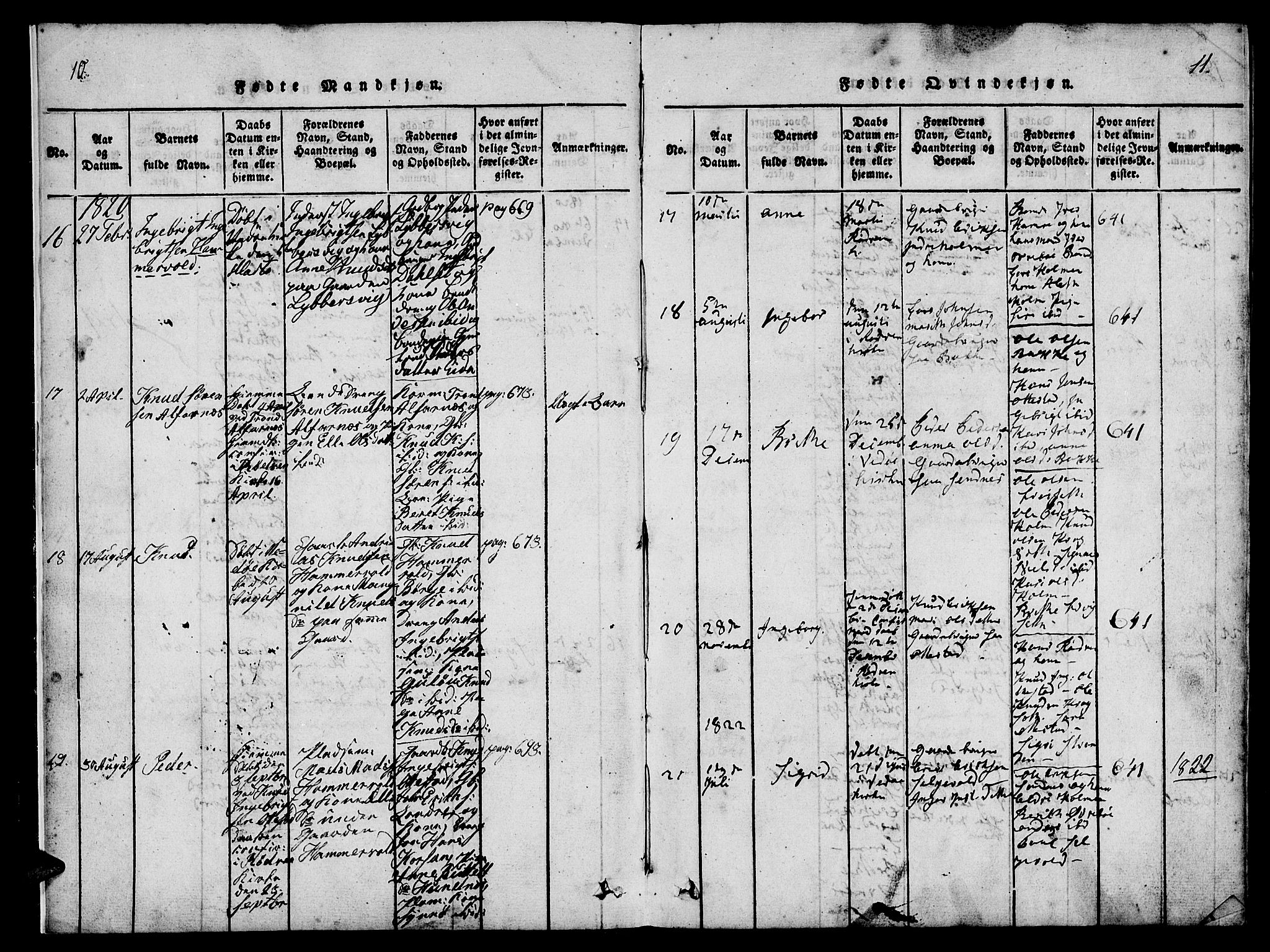 Ministerialprotokoller, klokkerbøker og fødselsregistre - Møre og Romsdal, AV/SAT-A-1454/548/L0612: Ministerialbok nr. 548A01, 1818-1846, s. 10-11