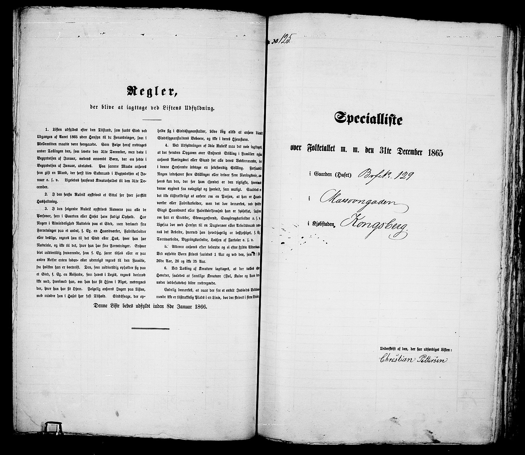 RA, Folketelling 1865 for 0604B Kongsberg prestegjeld, Kongsberg kjøpstad, 1865, s. 260