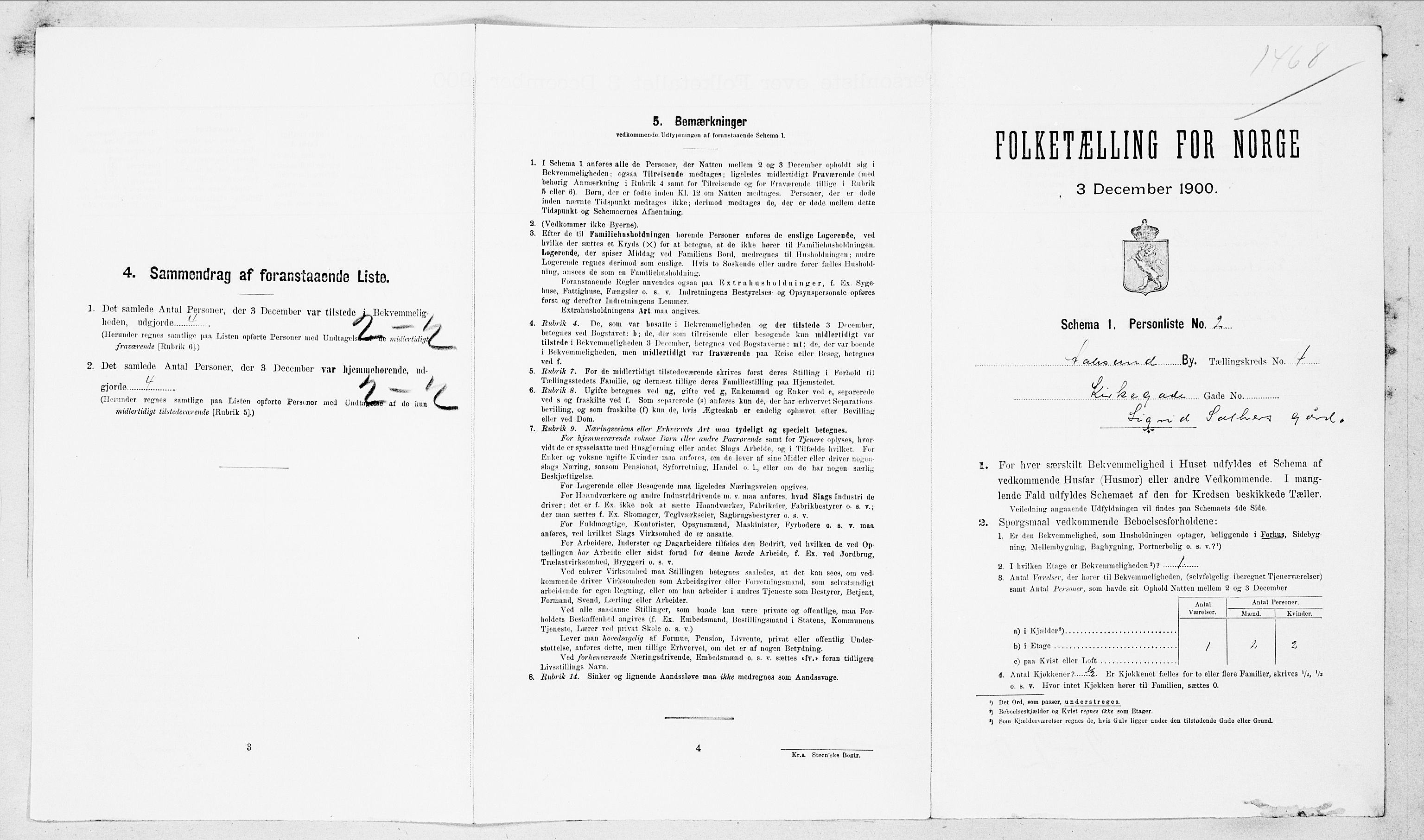 SAT, Folketelling 1900 for 1501 Ålesund kjøpstad, 1900, s. 1043