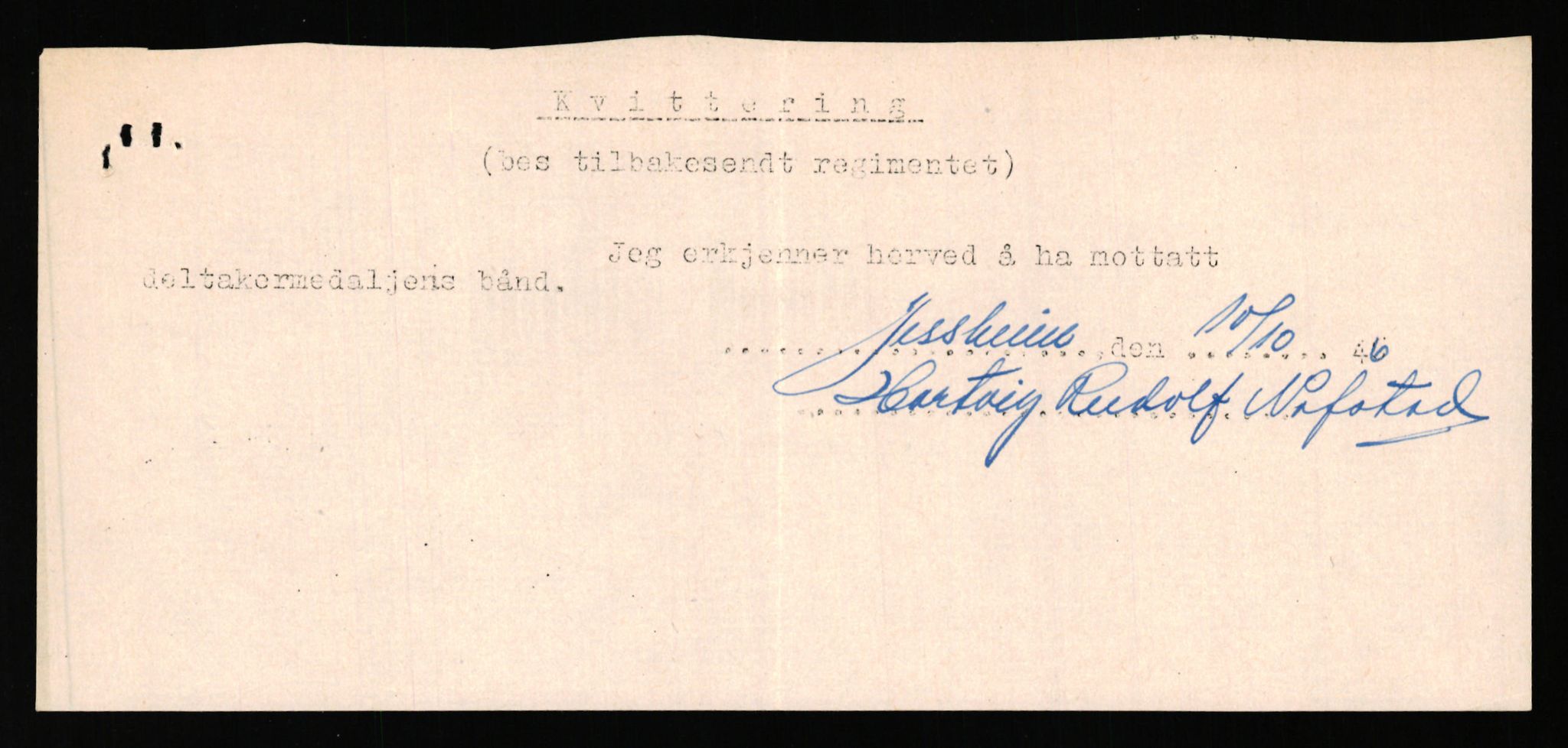 Forsvaret, Jegerkorpset - Akershus infantriregiment nr. 4, AV/RA-RAFA-2947/D/Dd/L0056: DELTAKERMEDALJEN 2. VERDENSKRIG BOKS 4 N-Ø, 1945-1950, s. 12