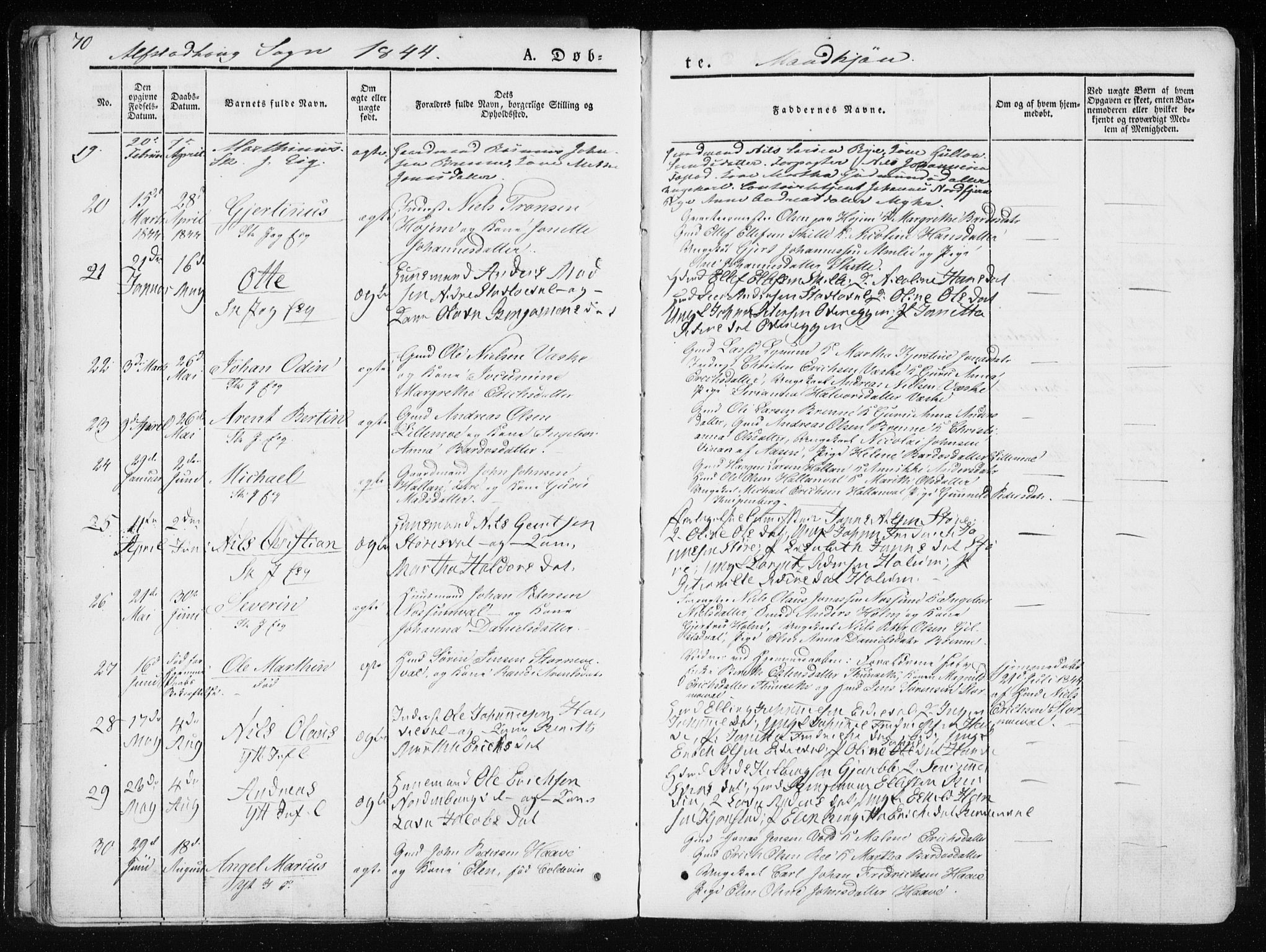 Ministerialprotokoller, klokkerbøker og fødselsregistre - Nord-Trøndelag, SAT/A-1458/717/L0154: Ministerialbok nr. 717A06 /1, 1836-1849, s. 70