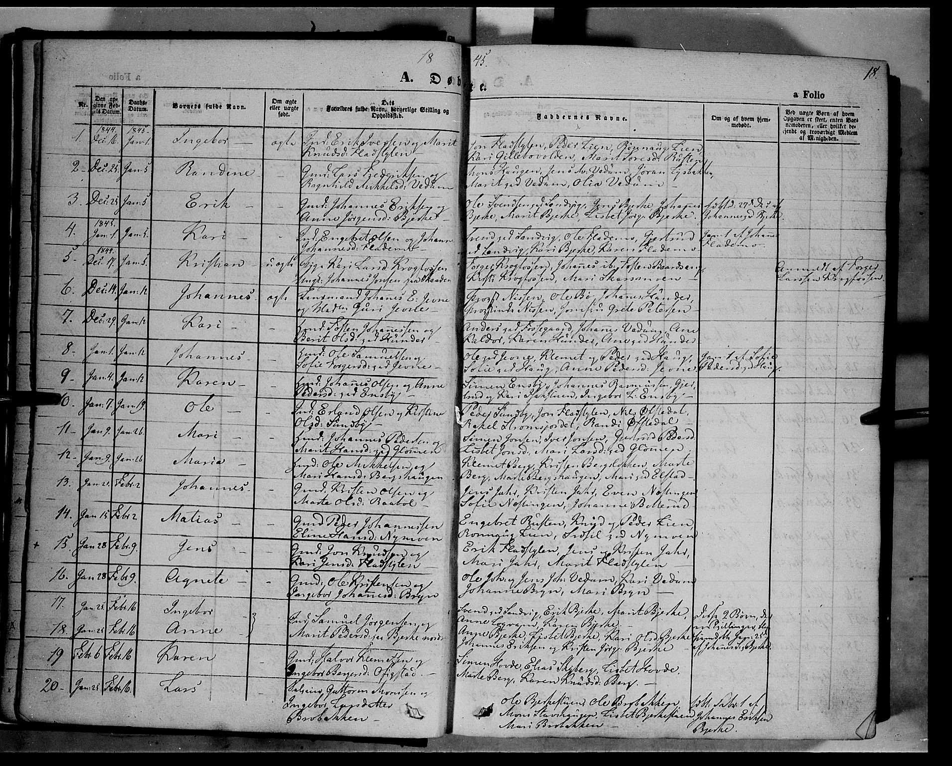 Øyer prestekontor, AV/SAH-PREST-084/H/Ha/Haa/L0005: Ministerialbok nr. 5, 1842-1857, s. 18