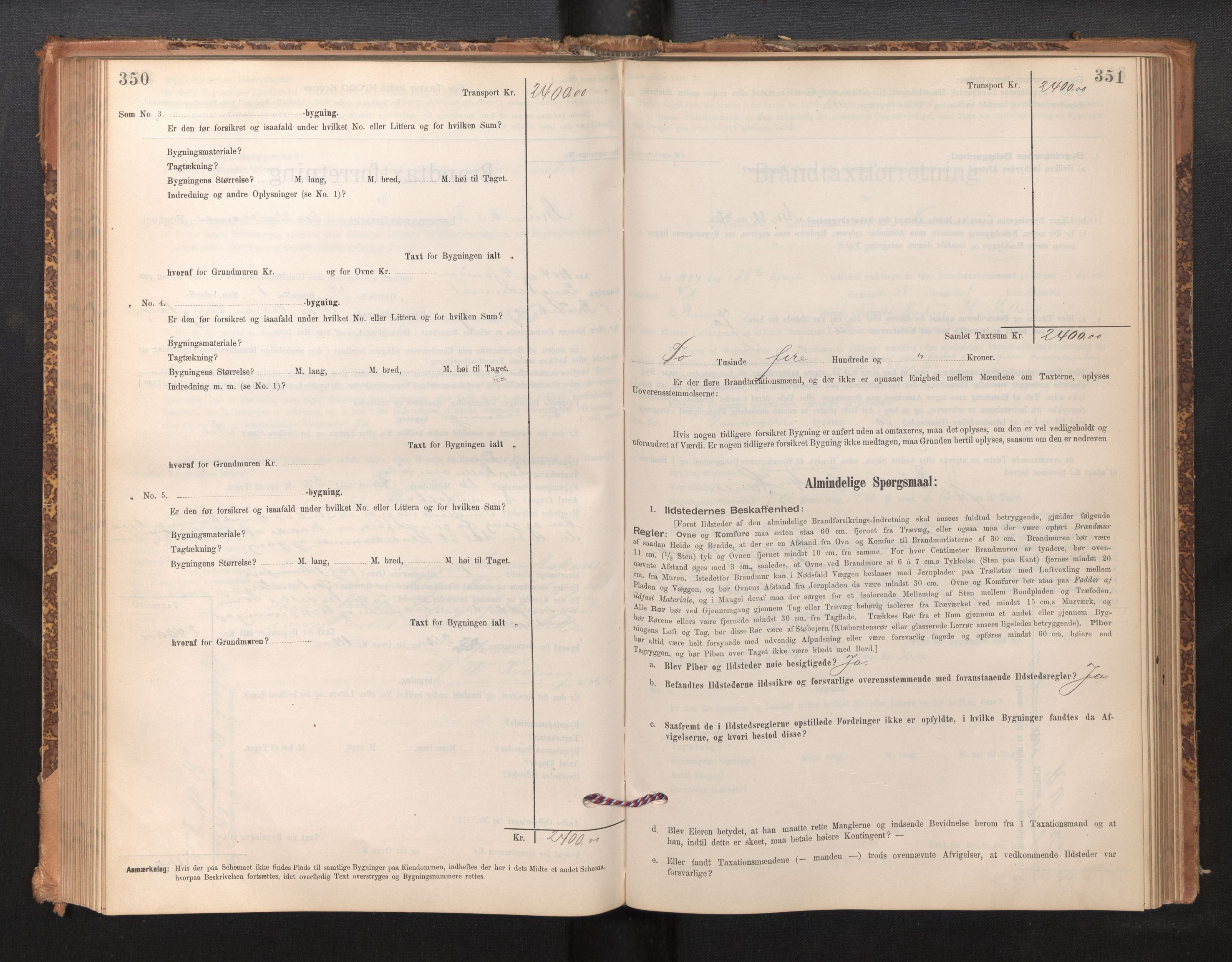 Lensmannen i Bruvik, SAB/A-31301/0012/L0006: Branntakstprotokoll, skjematakst, 1894-1906, s. 350-351