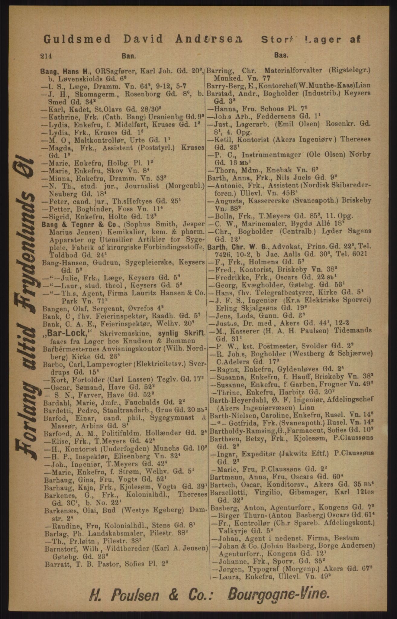 Kristiania/Oslo adressebok, PUBL/-, 1905, s. 214