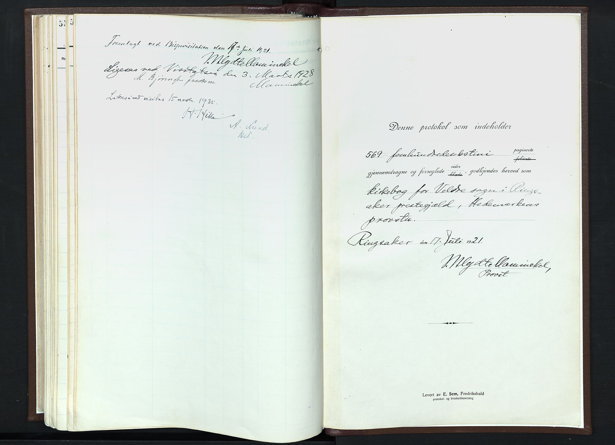 Veldre prestekontor, AV/SAH-PREST-018/K/Ka/L0001: Ministerialbok nr. 1, 1921-1934