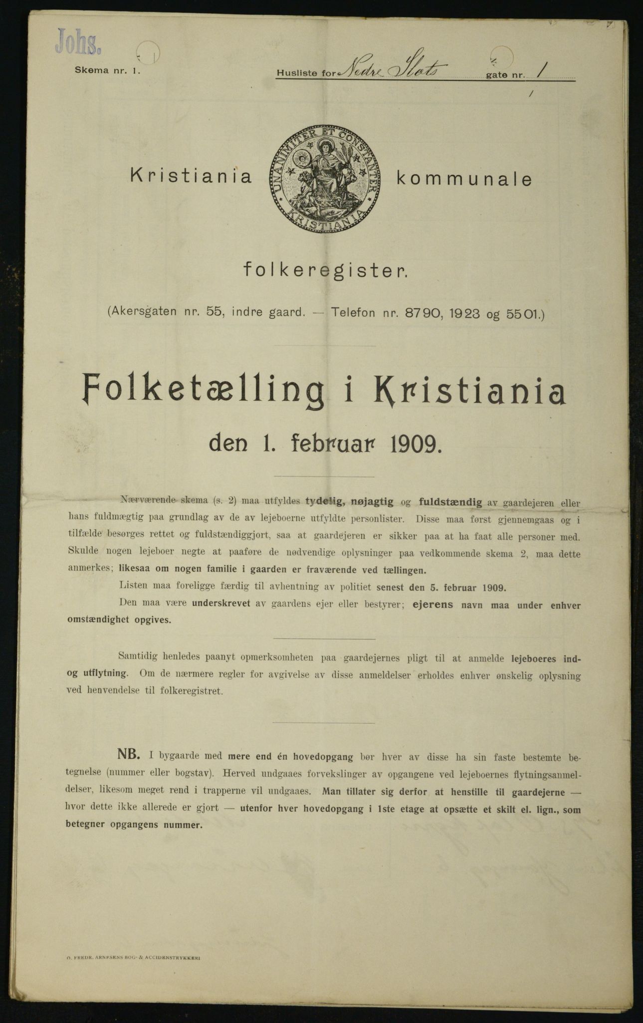 OBA, Kommunal folketelling 1.2.1909 for Kristiania kjøpstad, 1909, s. 62937