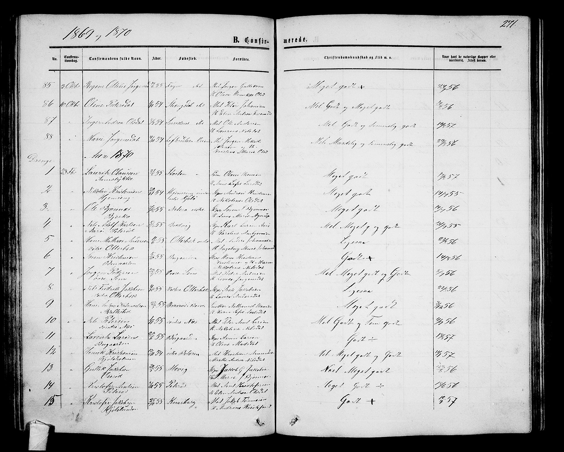 Nøtterøy kirkebøker, AV/SAKO-A-354/G/Ga/L0002: Klokkerbok nr. I 2, 1860-1877, s. 271