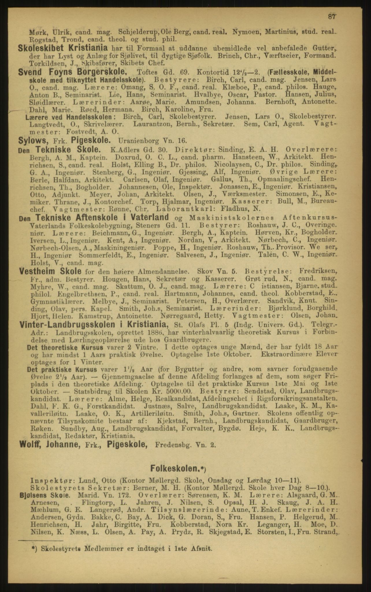 Kristiania/Oslo adressebok, PUBL/-, 1897, s. 87