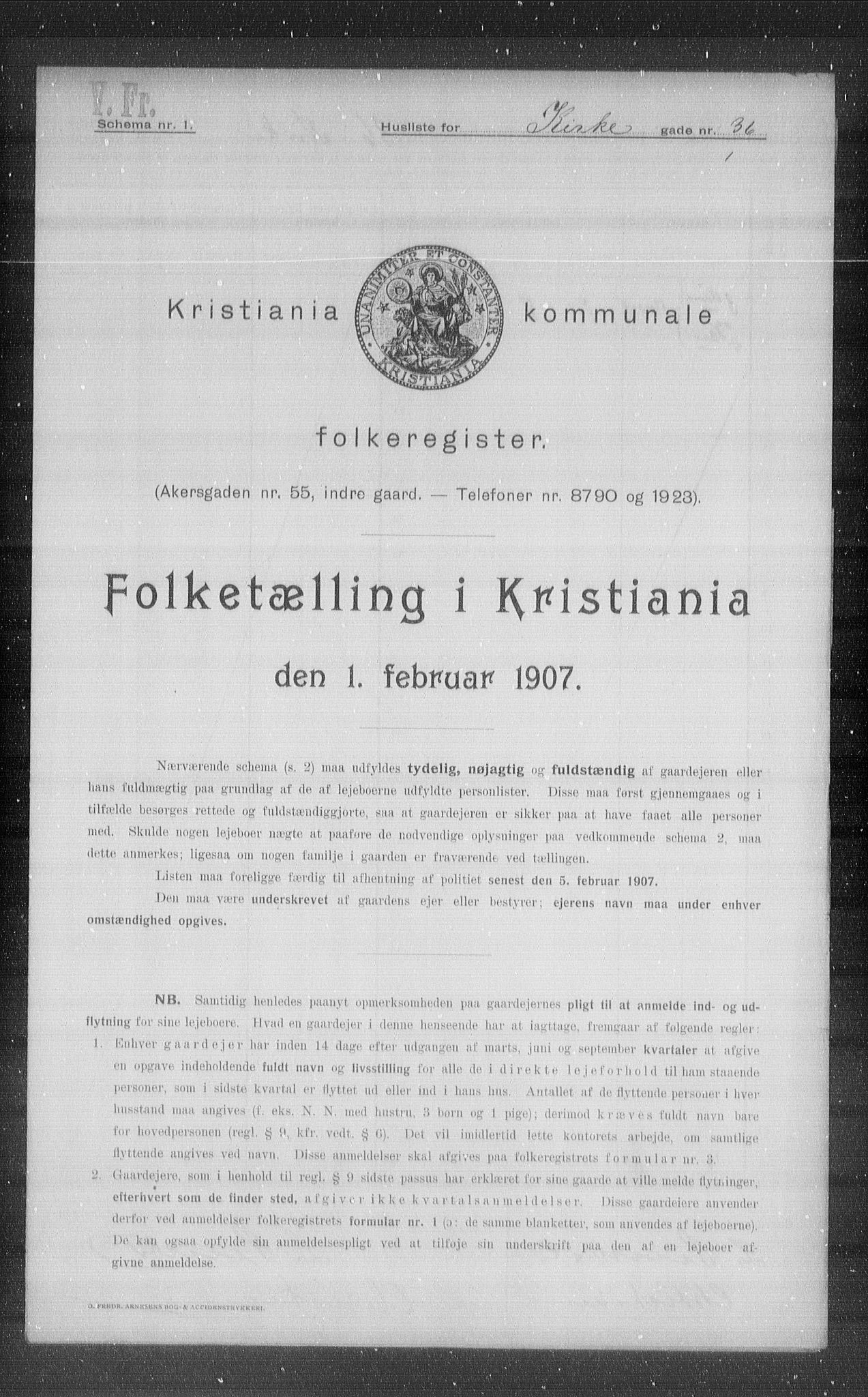 OBA, Kommunal folketelling 1.2.1907 for Kristiania kjøpstad, 1907, s. 25490