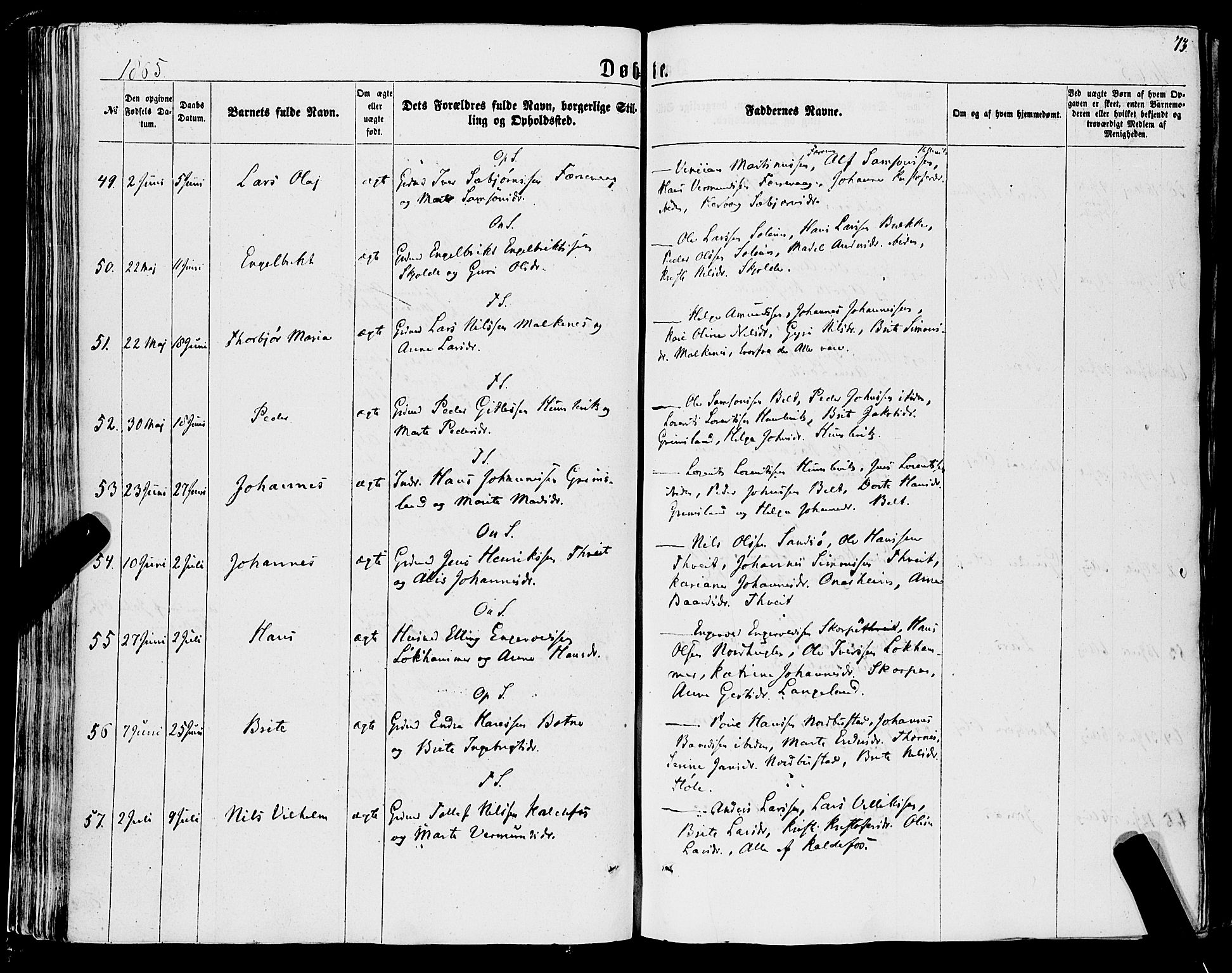 Tysnes sokneprestembete, AV/SAB-A-78601/H/Haa: Ministerialbok nr. A 11, 1860-1871, s. 73