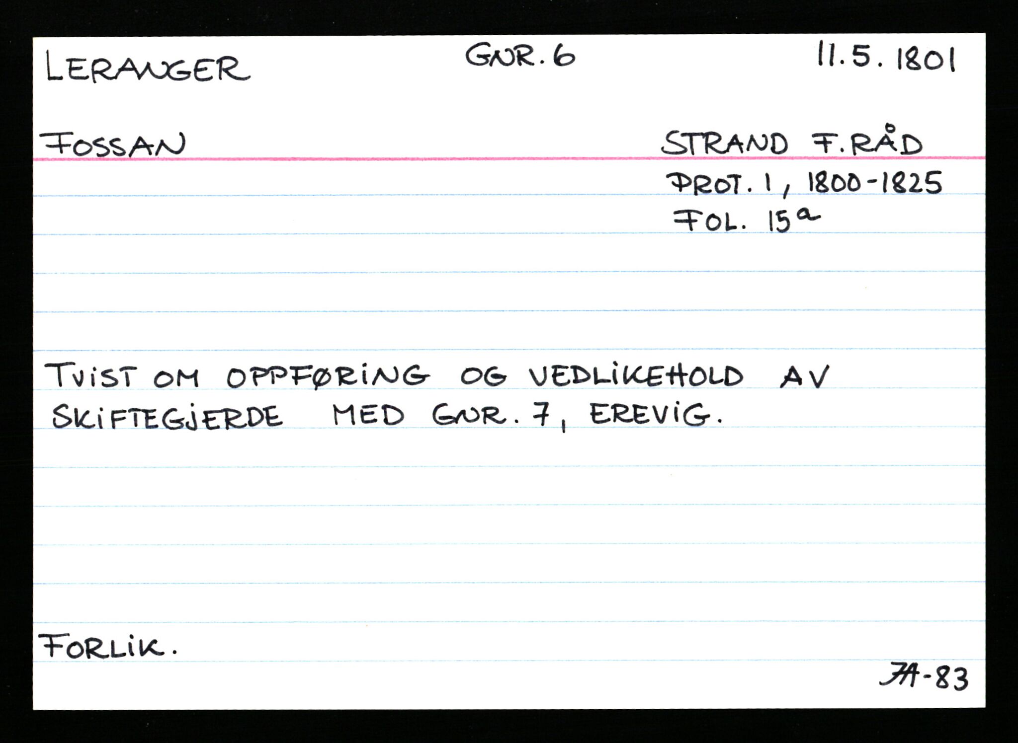 Statsarkivet i Stavanger, AV/SAST-A-101971/03/Y/Ym/L0035: Åstedskort sortert etter gårdsnavn: Leiranger - Lindanger, 1600-1950, s. 103